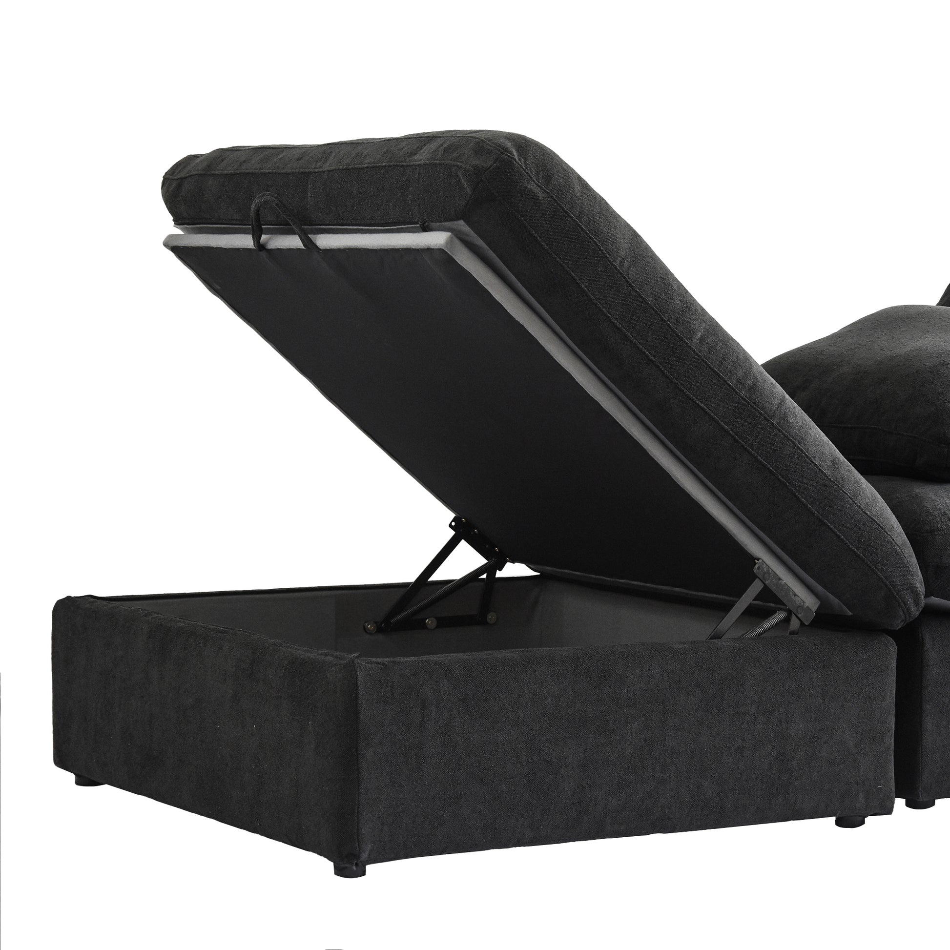 CloudForm™ 3-Seater + Ottoman Modular Sofa | Black.