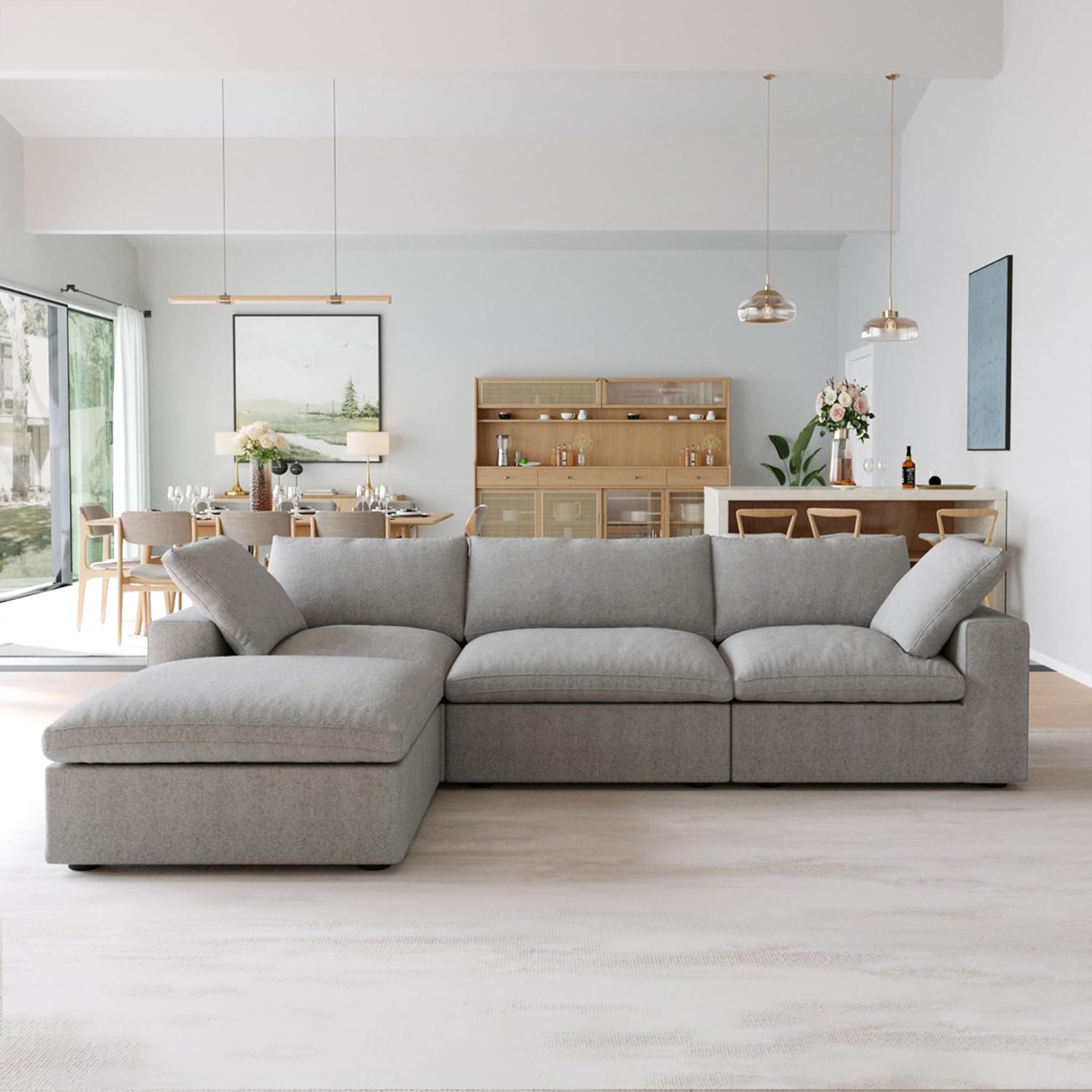CloudForm™ 3-Seater + Ottoman Modular Sofa | Gray.
