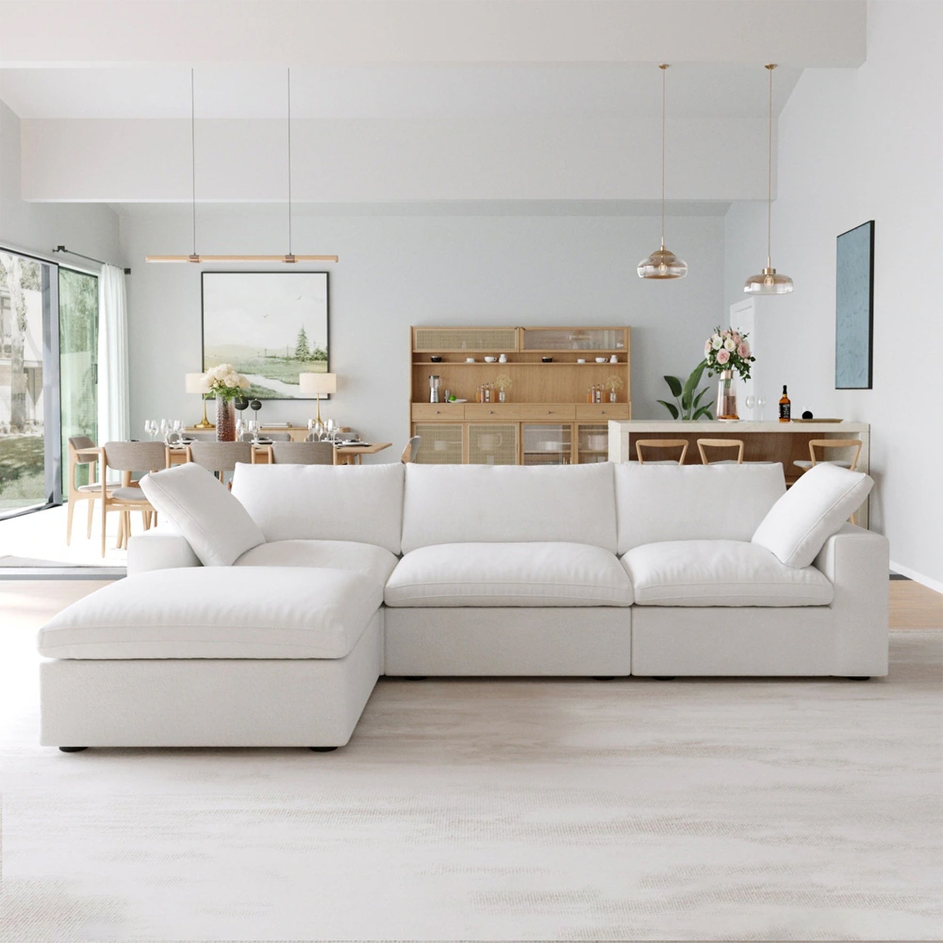 CloudForm™ 3-Seater + Ottoman Modular Sofa | White.