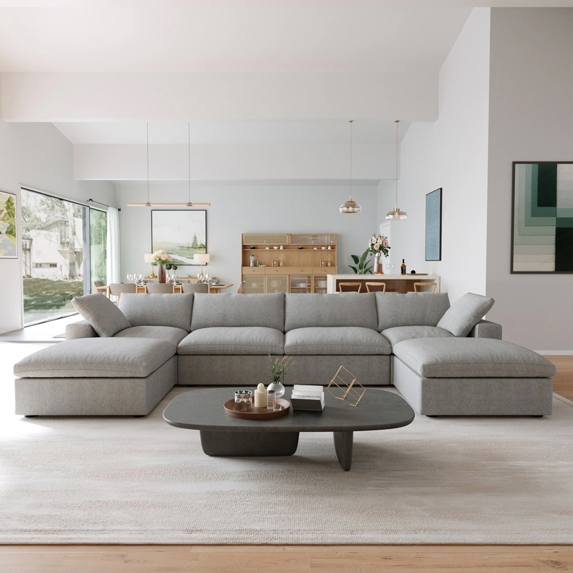CloudForm™ 4-Seater + Ottoman Modular U-Sofa | Gray.