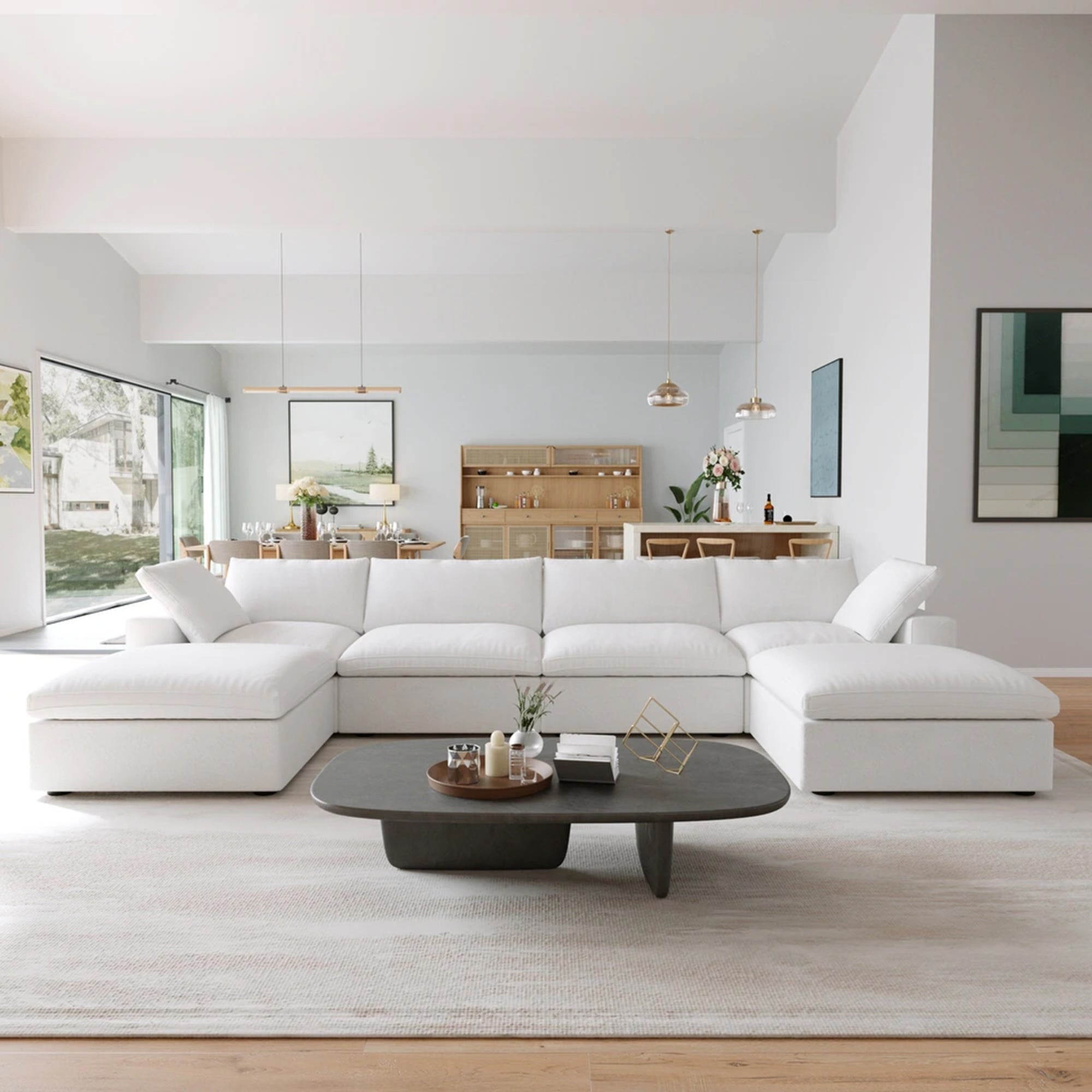 CloudForm™ 4-Seater + Ottoman Modular U-Sofa | White.