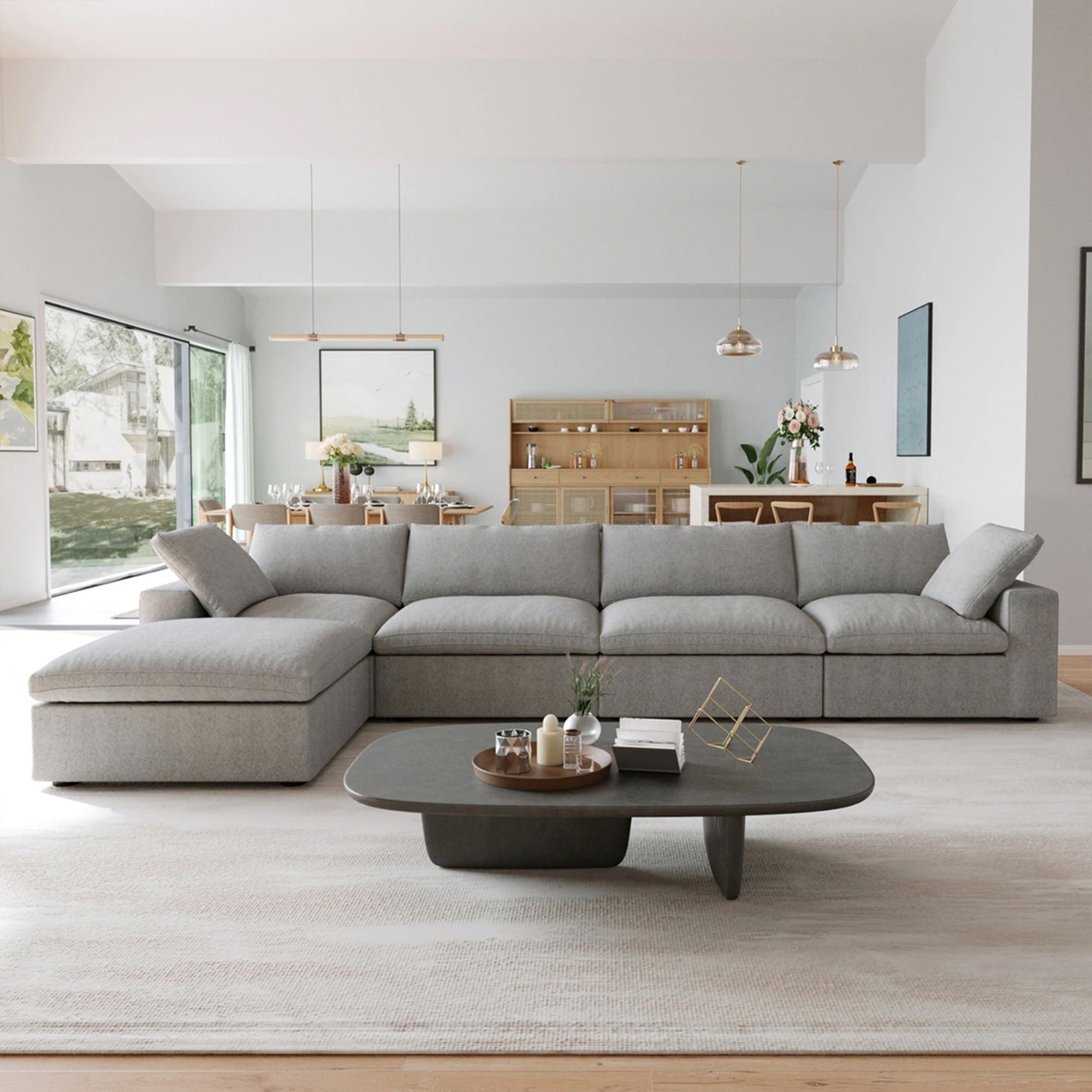 CloudForm™ 4-Seater + Ottoman Modular L-Sofa | Gray.
