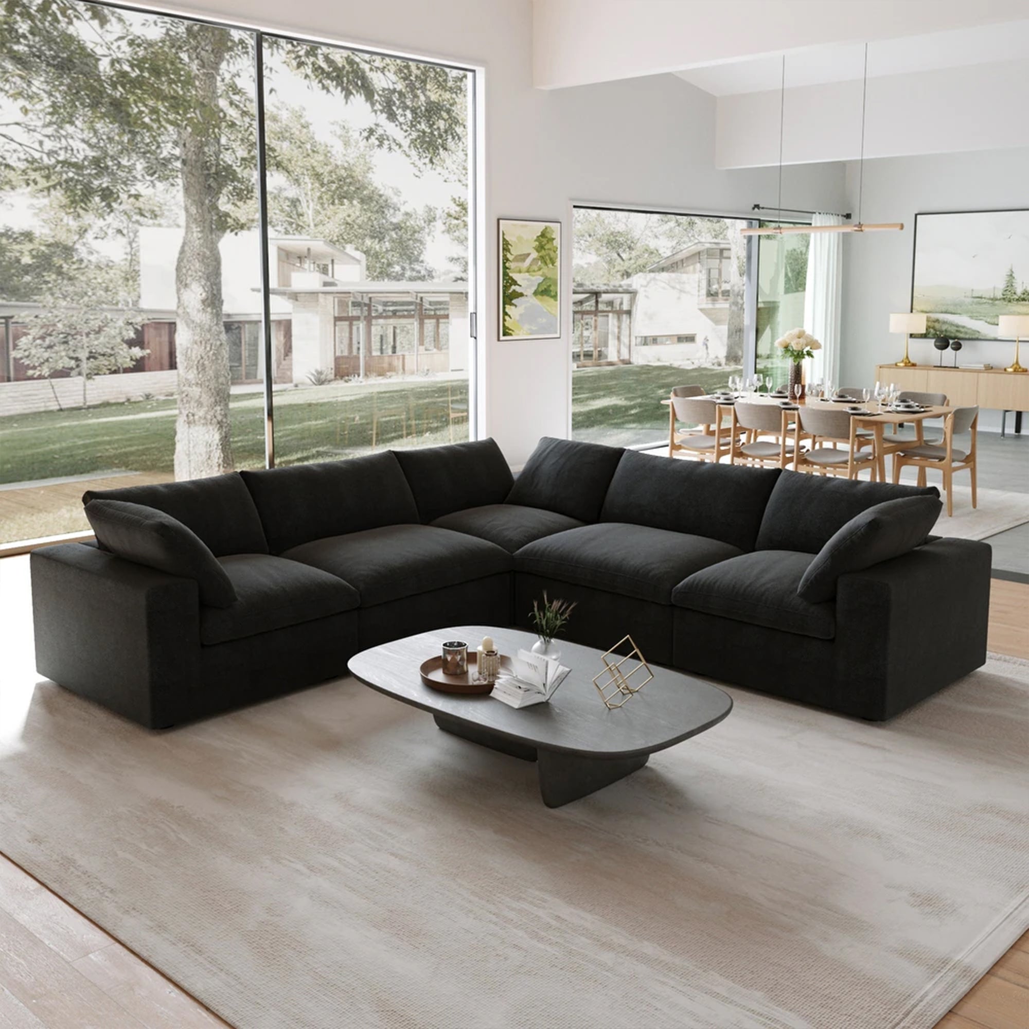 CloudForm™ 5-Seater Modular L-Sofa | Black.
