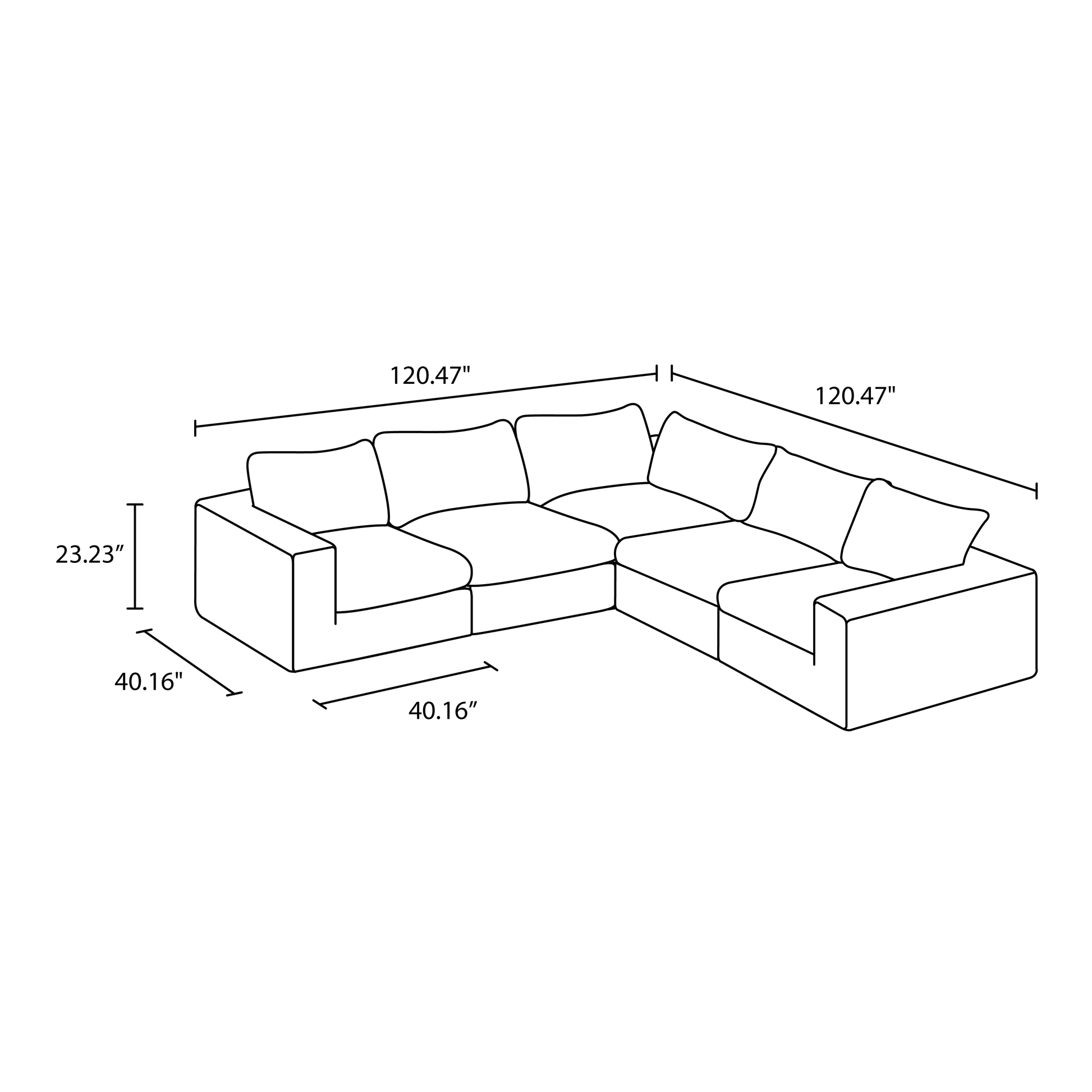 CloudForm™ 5-Seater Modular L-Sofa | Black.