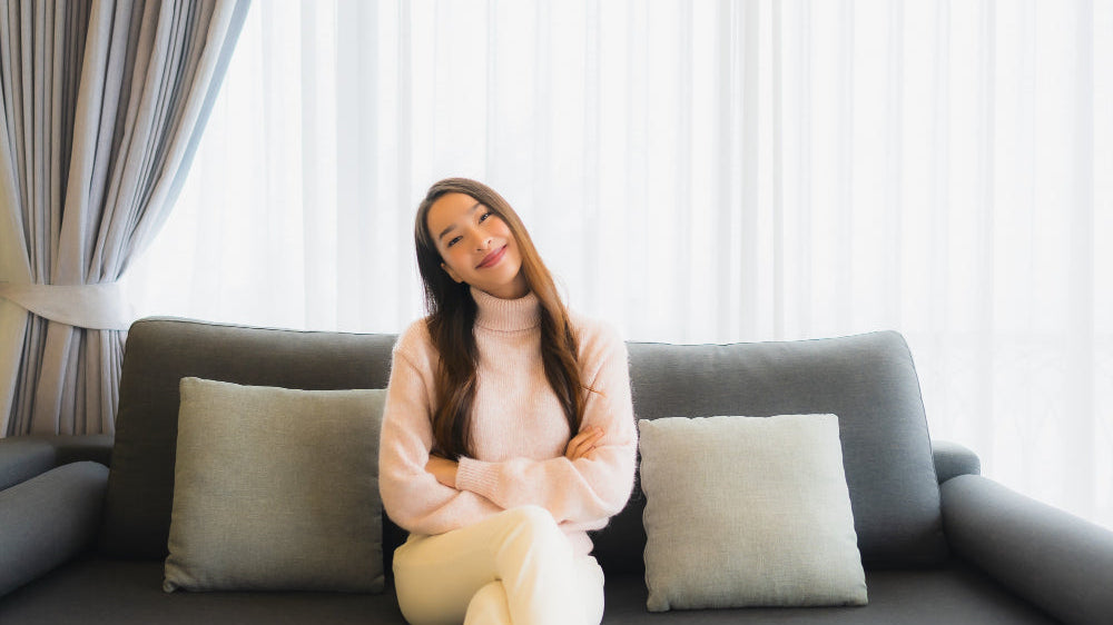 Sofa wrapped and prepped for storage