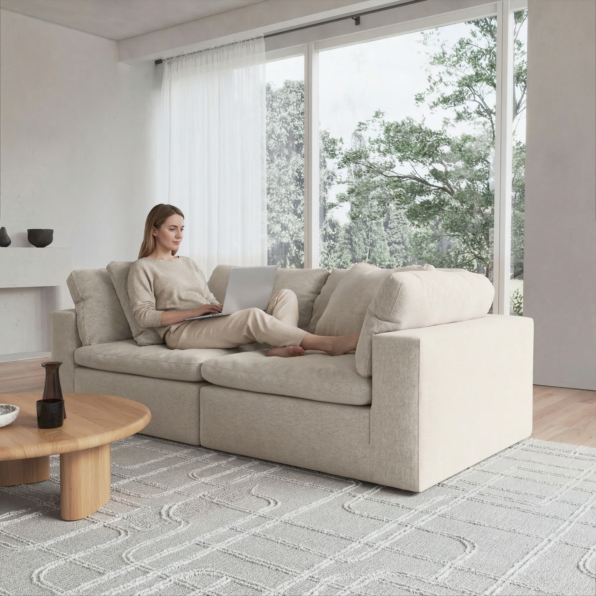 Convertible modular sofa in a studio apartment