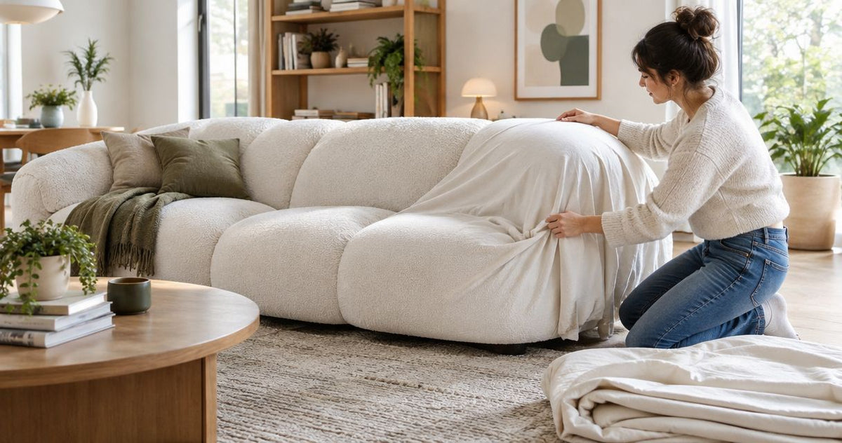 Spill to fresh cover: cloud sofa slipcover replacement workflow