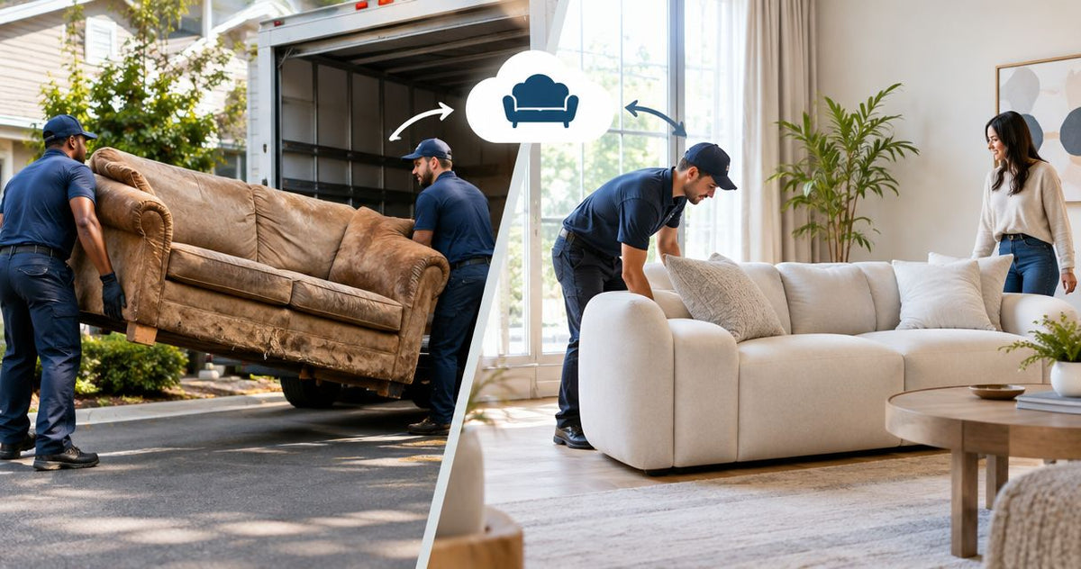 Old couch pickup to new cloud sofa delivery: complete 2026 workflow