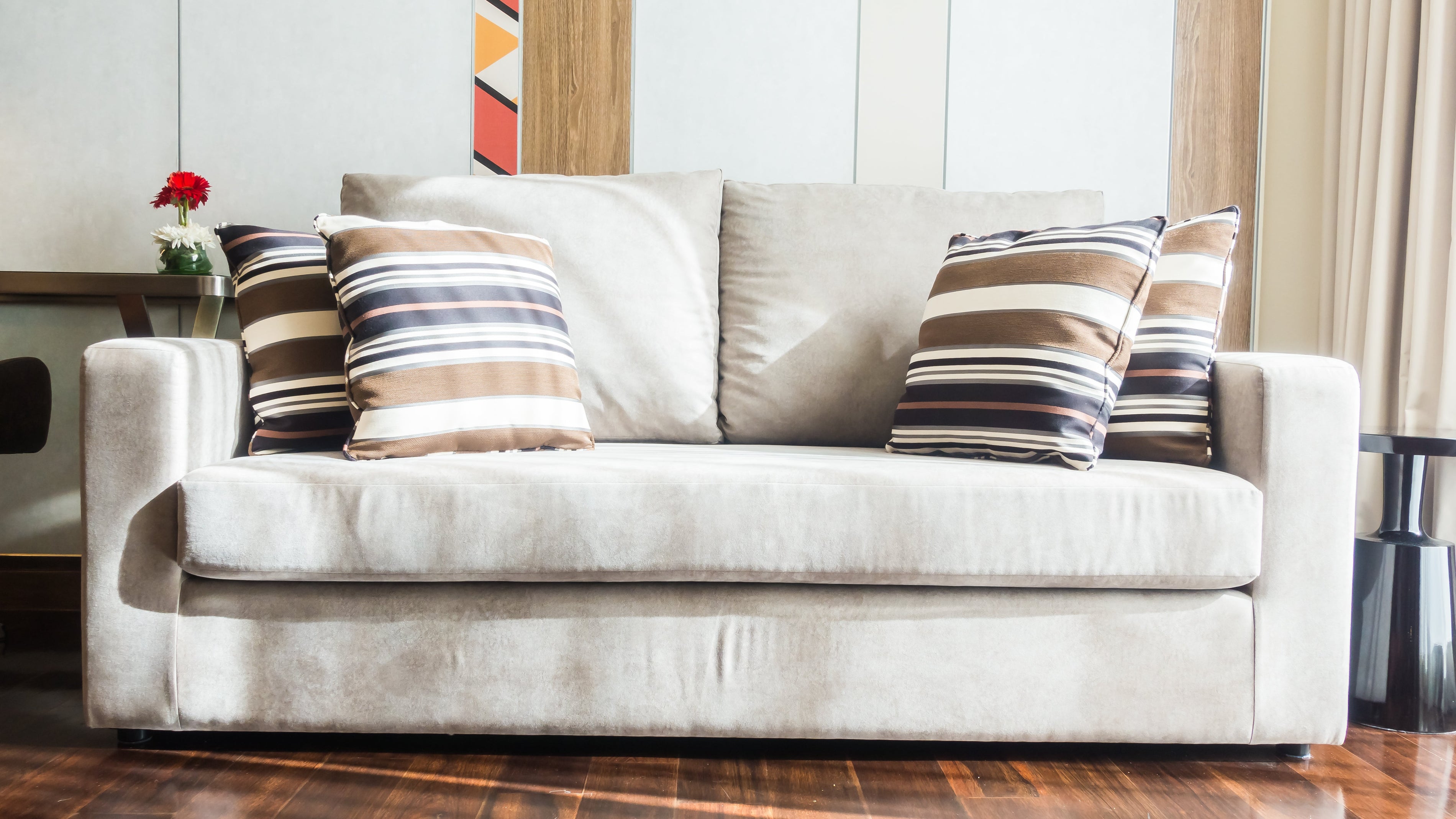 Sofa ready to be moved carefully