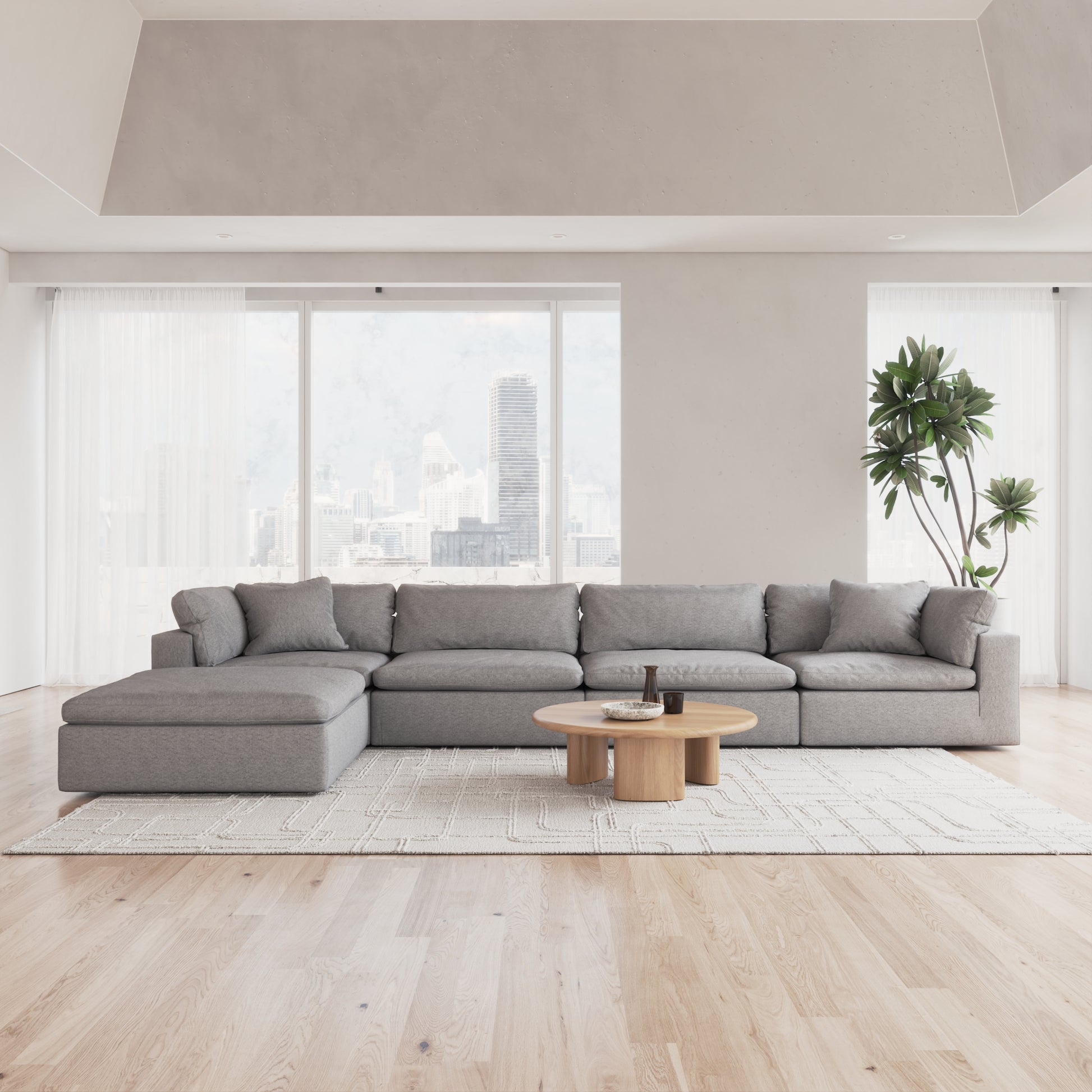 CloudForm™ 4-Seater + Ottoman Modular L-Sofa | Anthracite