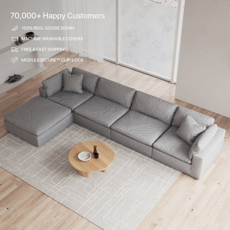 CloudForm™ 4-Seater + Ottoman Modular L-Sofa | Gray