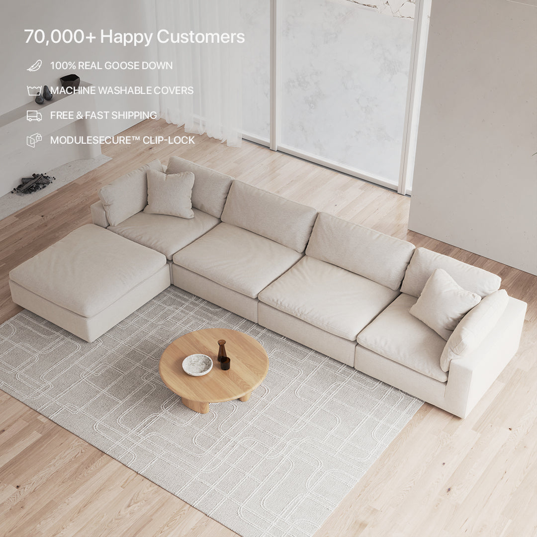CloudForm™ 4-Seater + Ottoman Modular L-Sofa | Cream