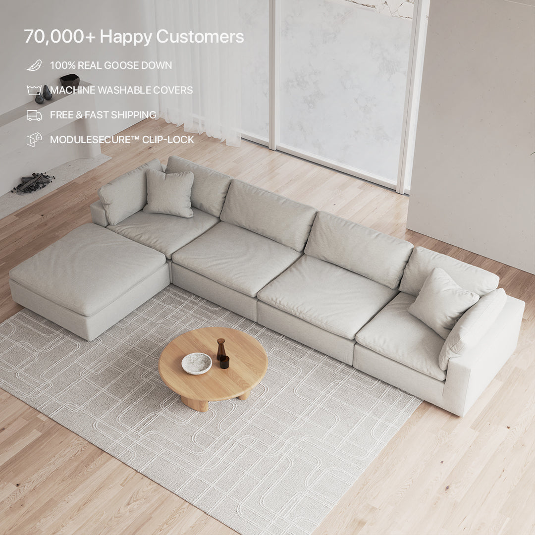CloudForm™ 4-Seater + Ottoman Modular L-Sofa | Pearl