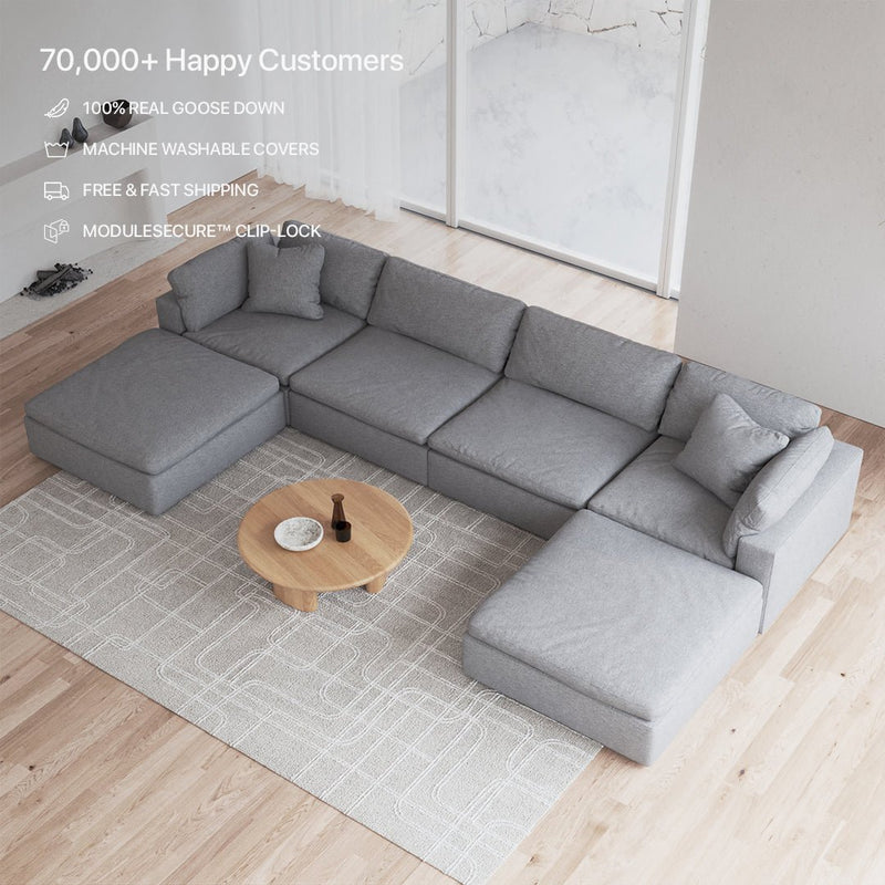 CloudForm™ 4-Seater + Ottoman Modular U-Sofa | Gray