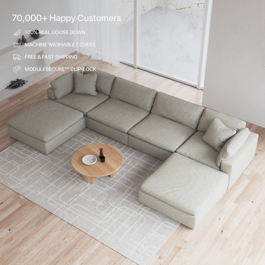 CloudForm™ 4-Seater + Ottoman Modular U-Sofa | Khaki