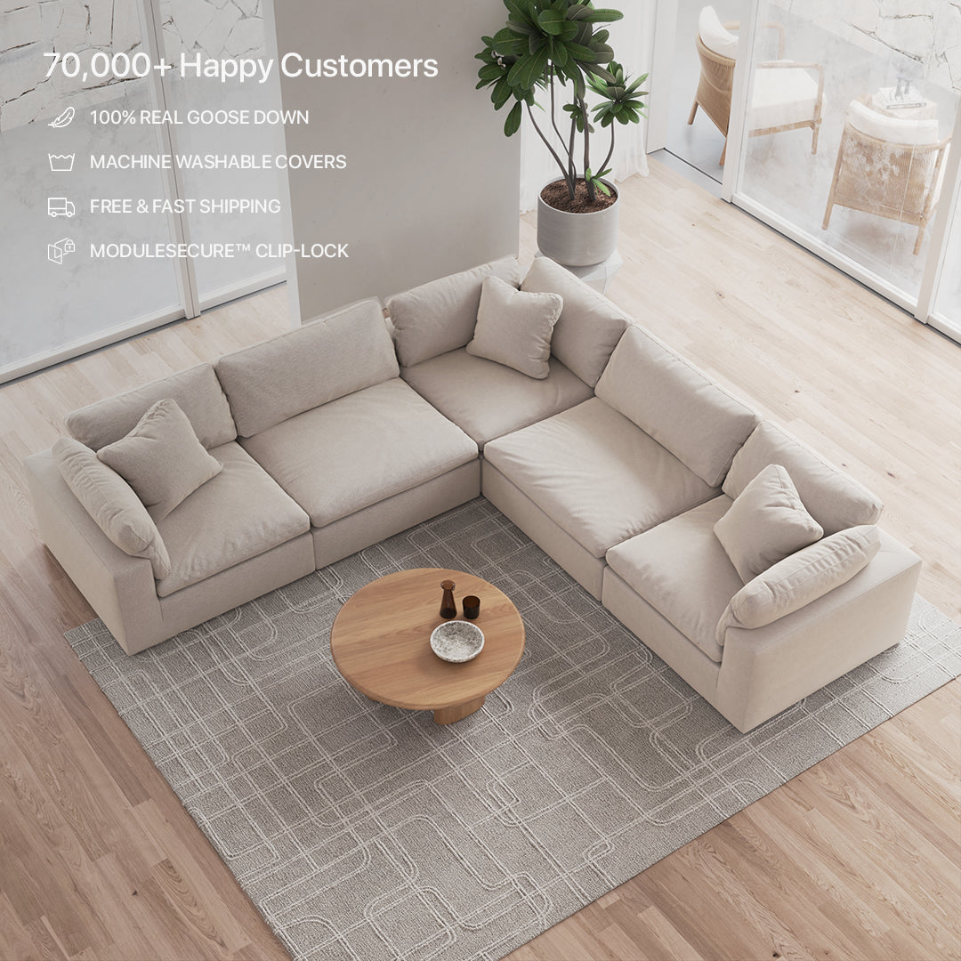 CloudForm™ 5-Seater Modular L-Sofa | Cream