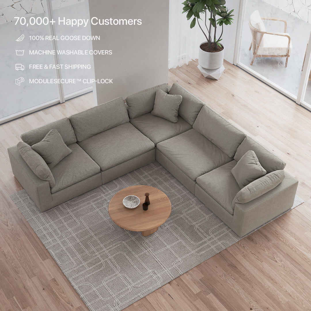 CloudForm™ 5-Seater Modular L-Sofa | Khaki