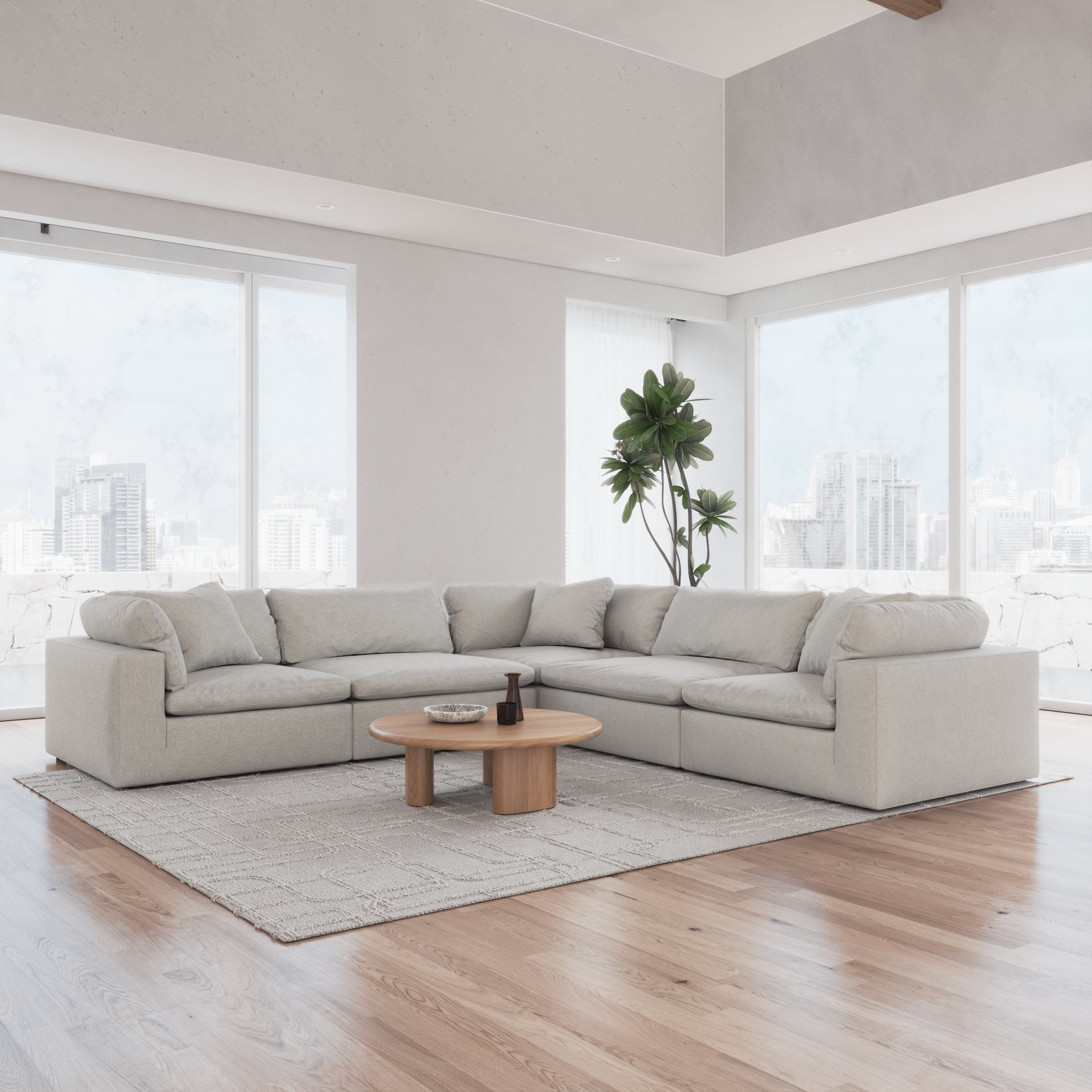 CloudForm™ 5-Seater Modular L-Sofa | Pearl