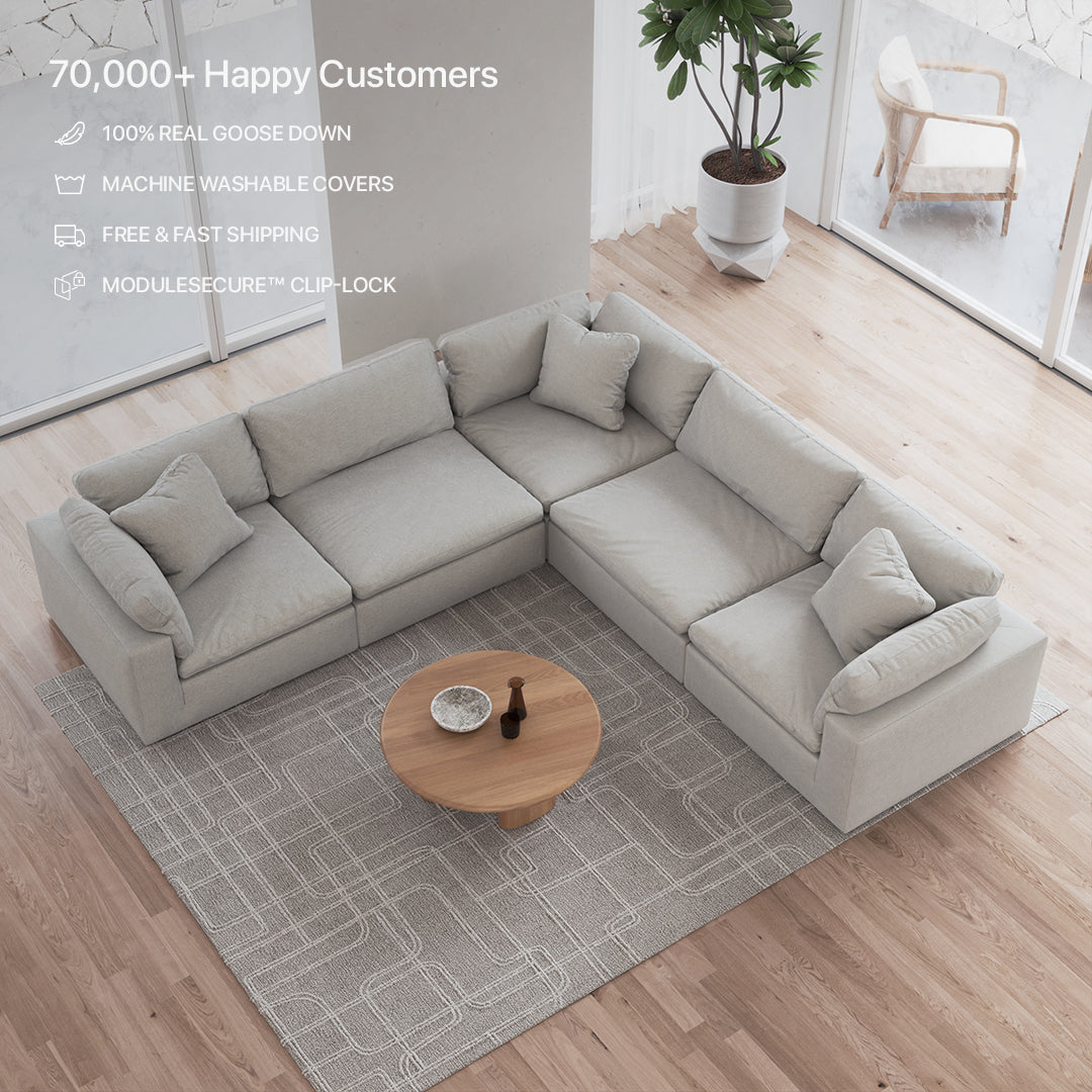 CloudForm™ 5-Seater Modular L-Sofa | Pearl