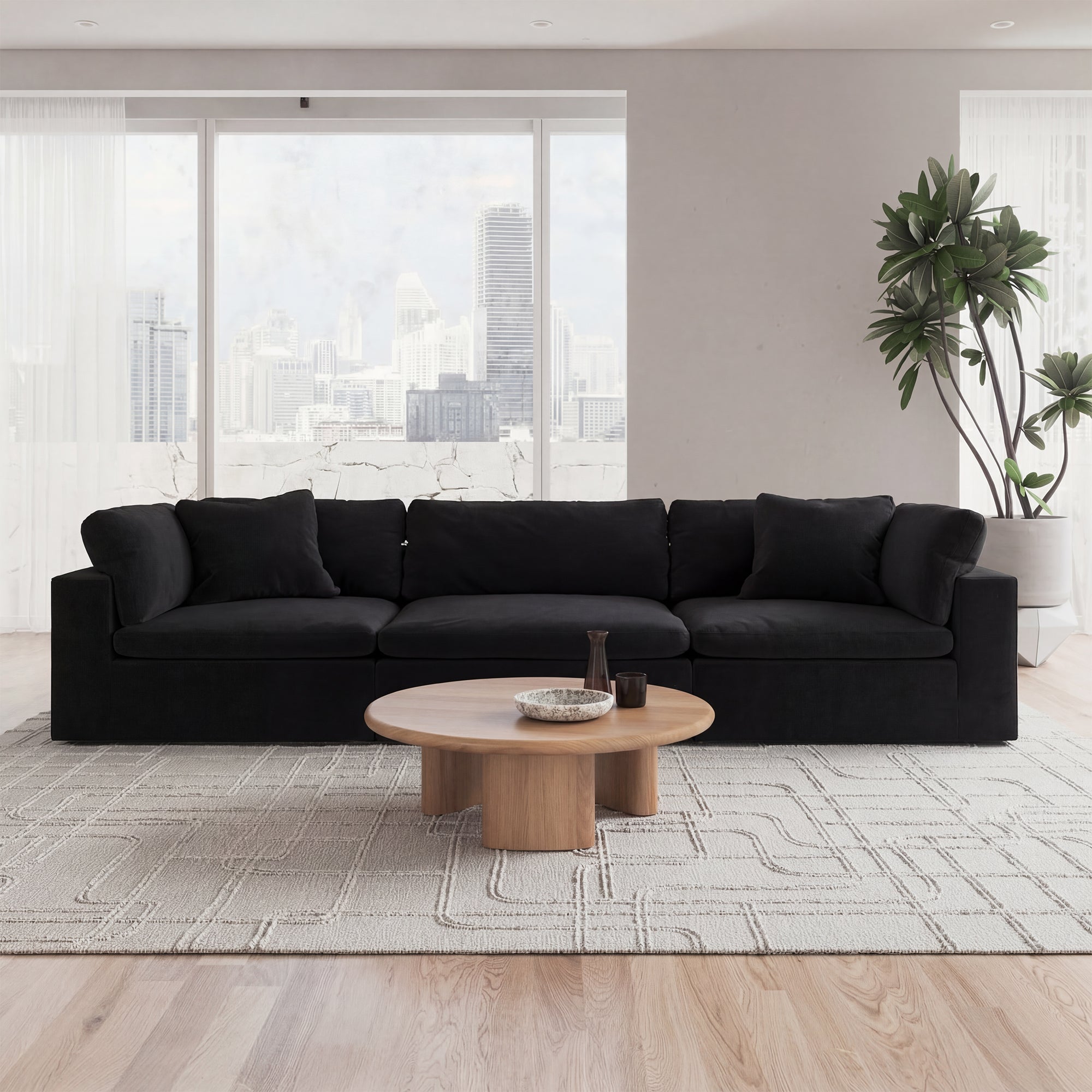 CloudForm™ 3-Seater Modular Sofa Luxe Version | Black