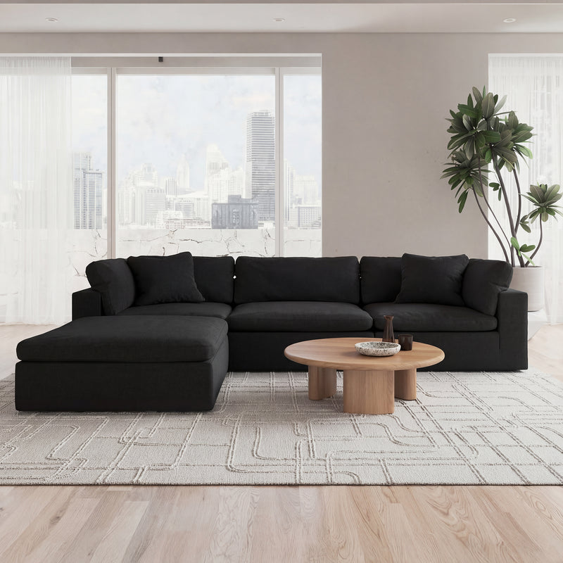 CloudForm™ 3-Seater + Ottoman Modular Sofa Luxe Version | Black