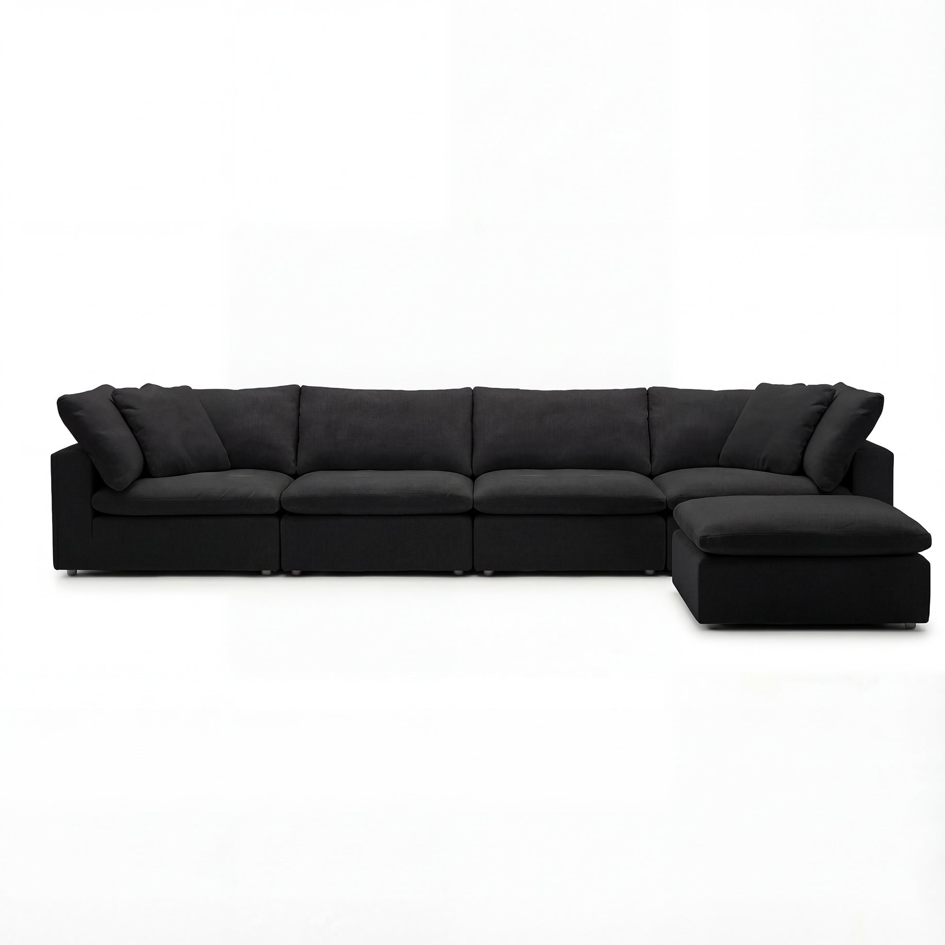 CloudForm™ 4-Seater + Ottoman Modular L-Sofa Luxe Version | Black