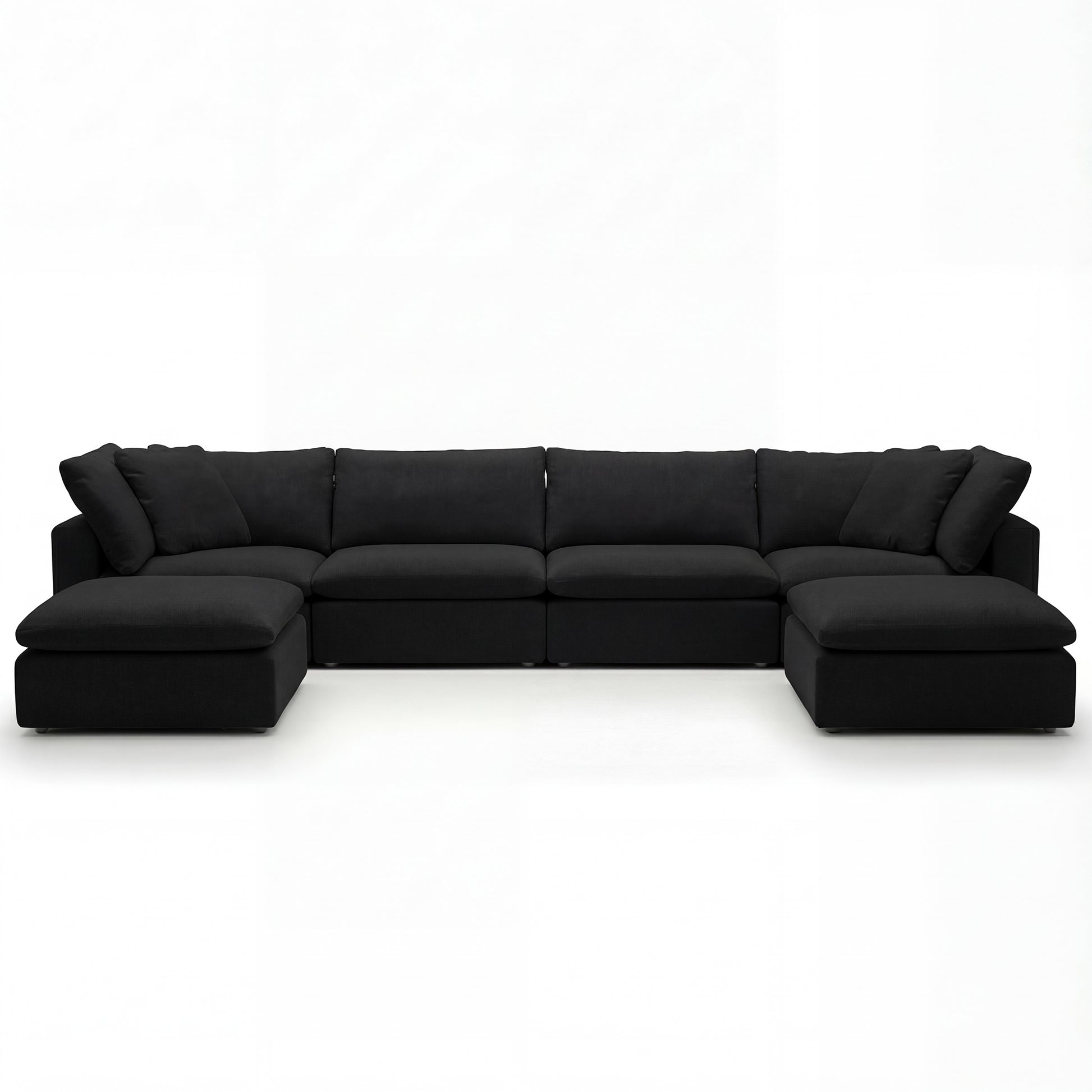 CloudForm™ 4-Seater + Ottoman Modular U-Sofa Luxe Version | Black