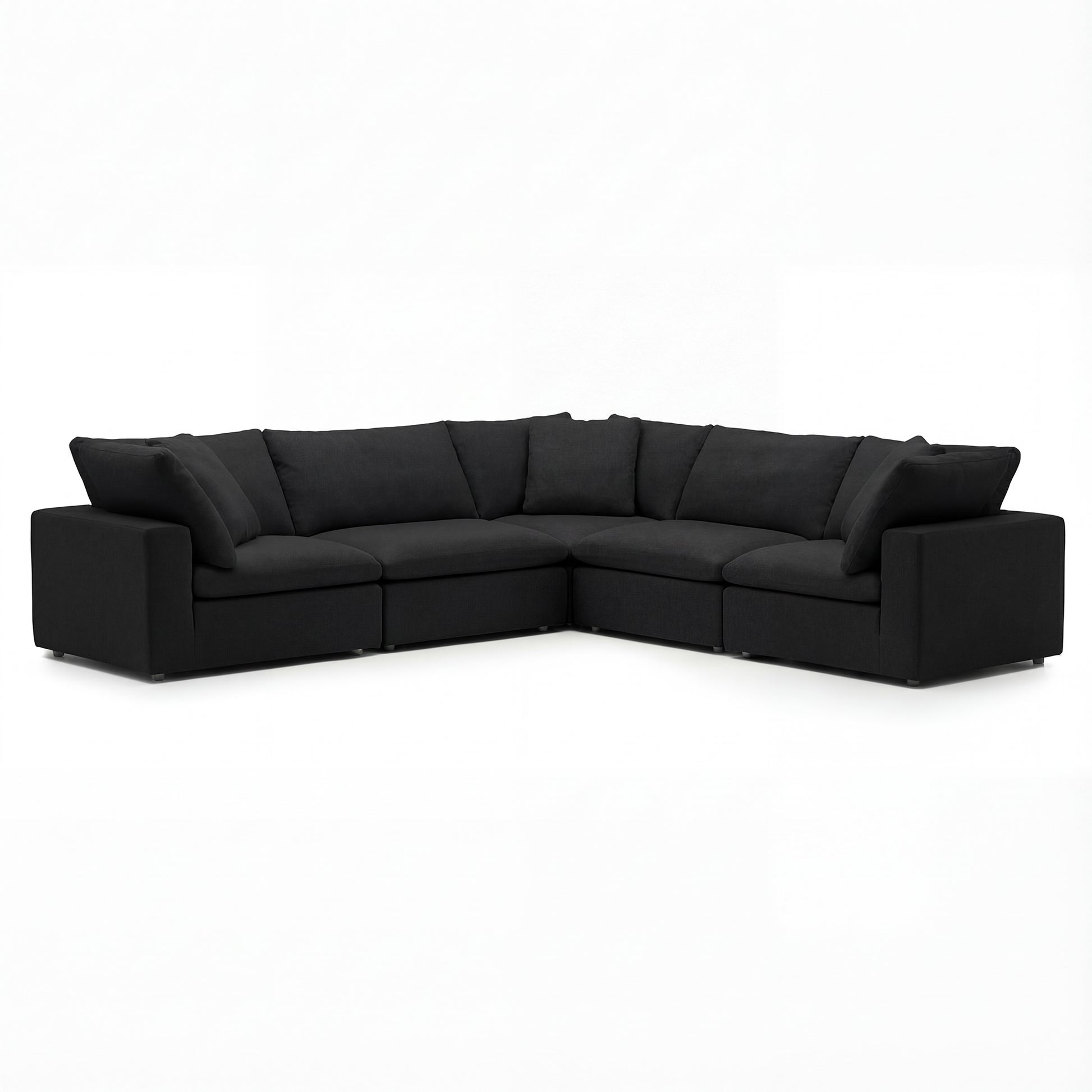 CloudForm™ 5-Seater Modular L-Sofa | Black