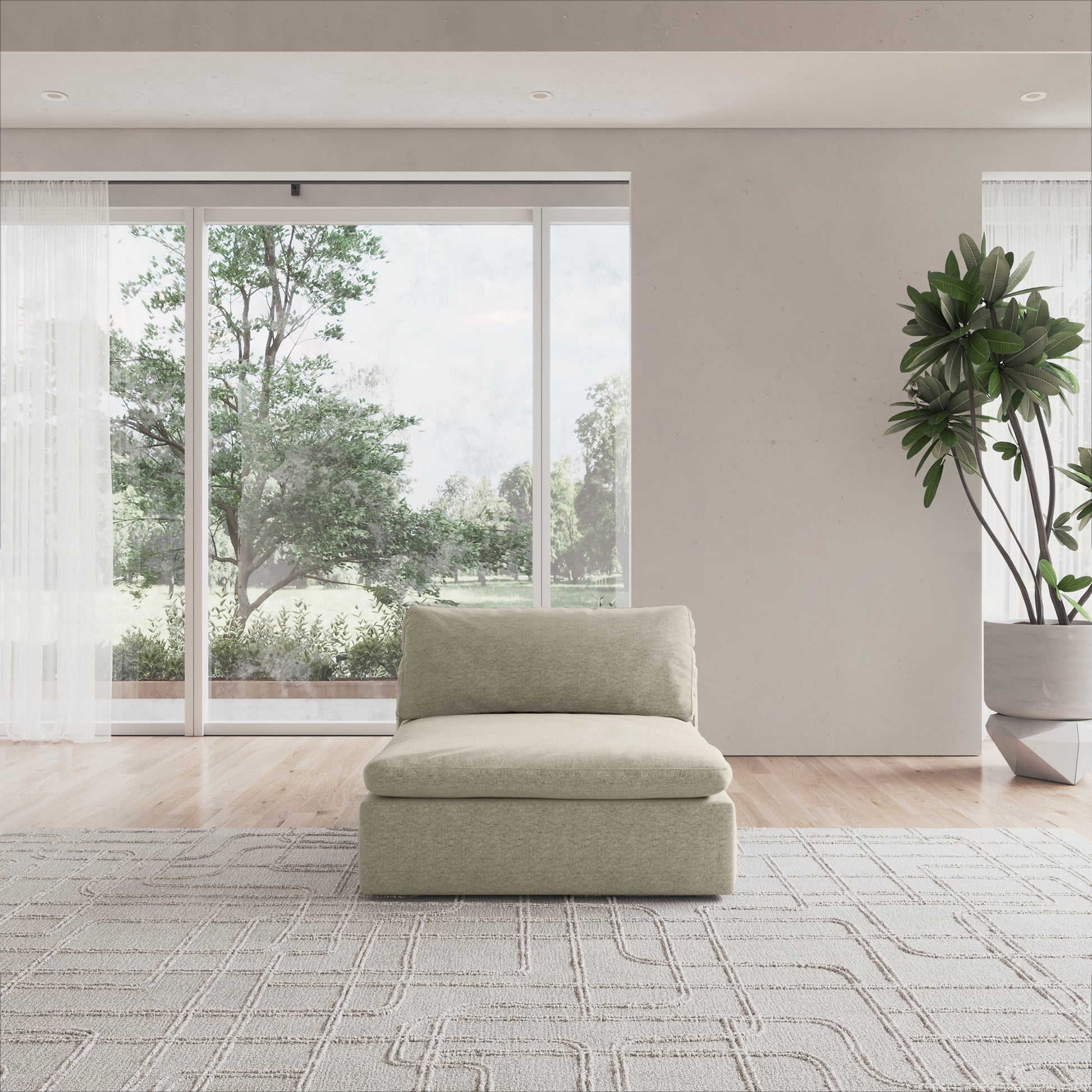 CloudForm™ Middle Armless Modular Sofa | Khaki