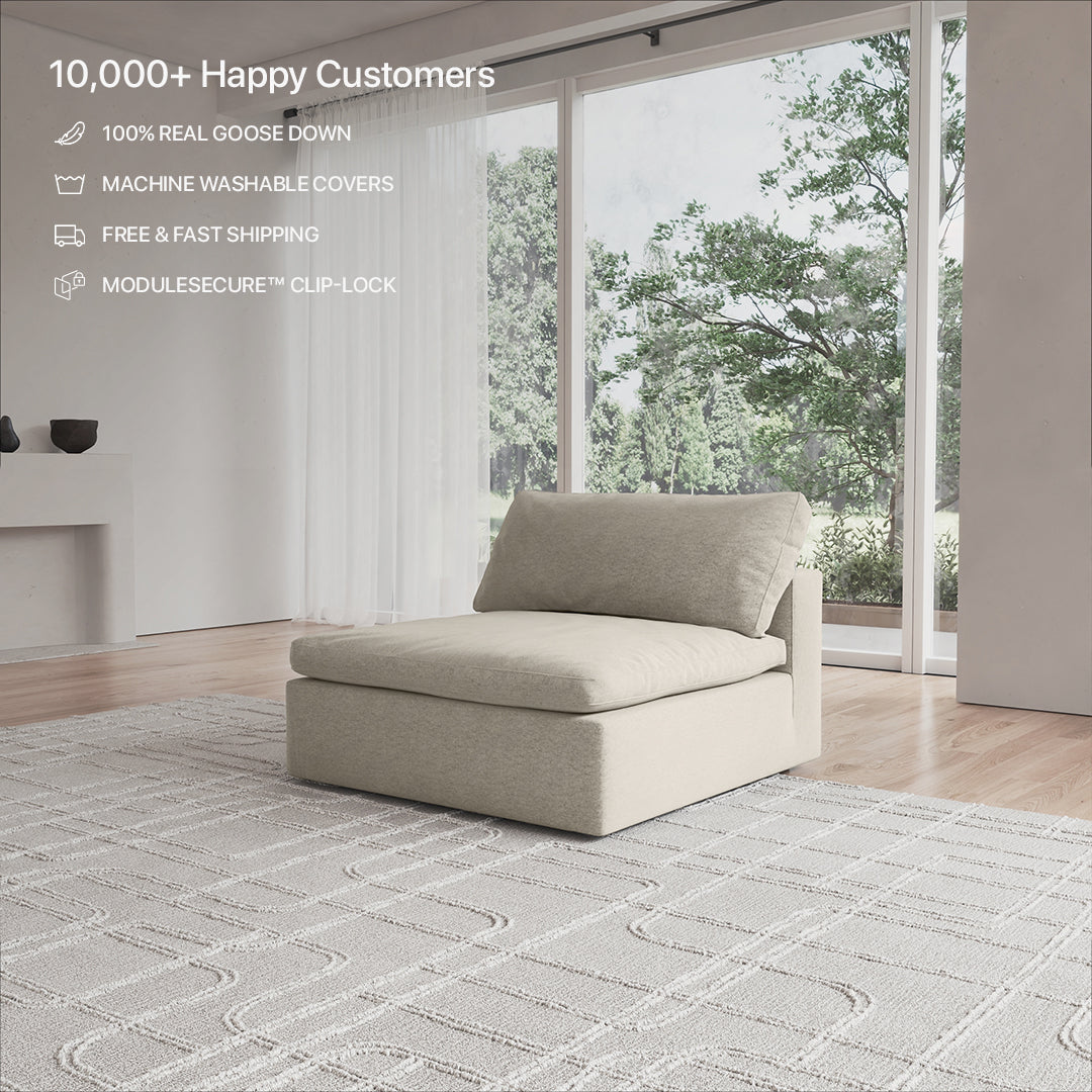 CloudForm™ Middle Armless Modular Sofa | Pearl