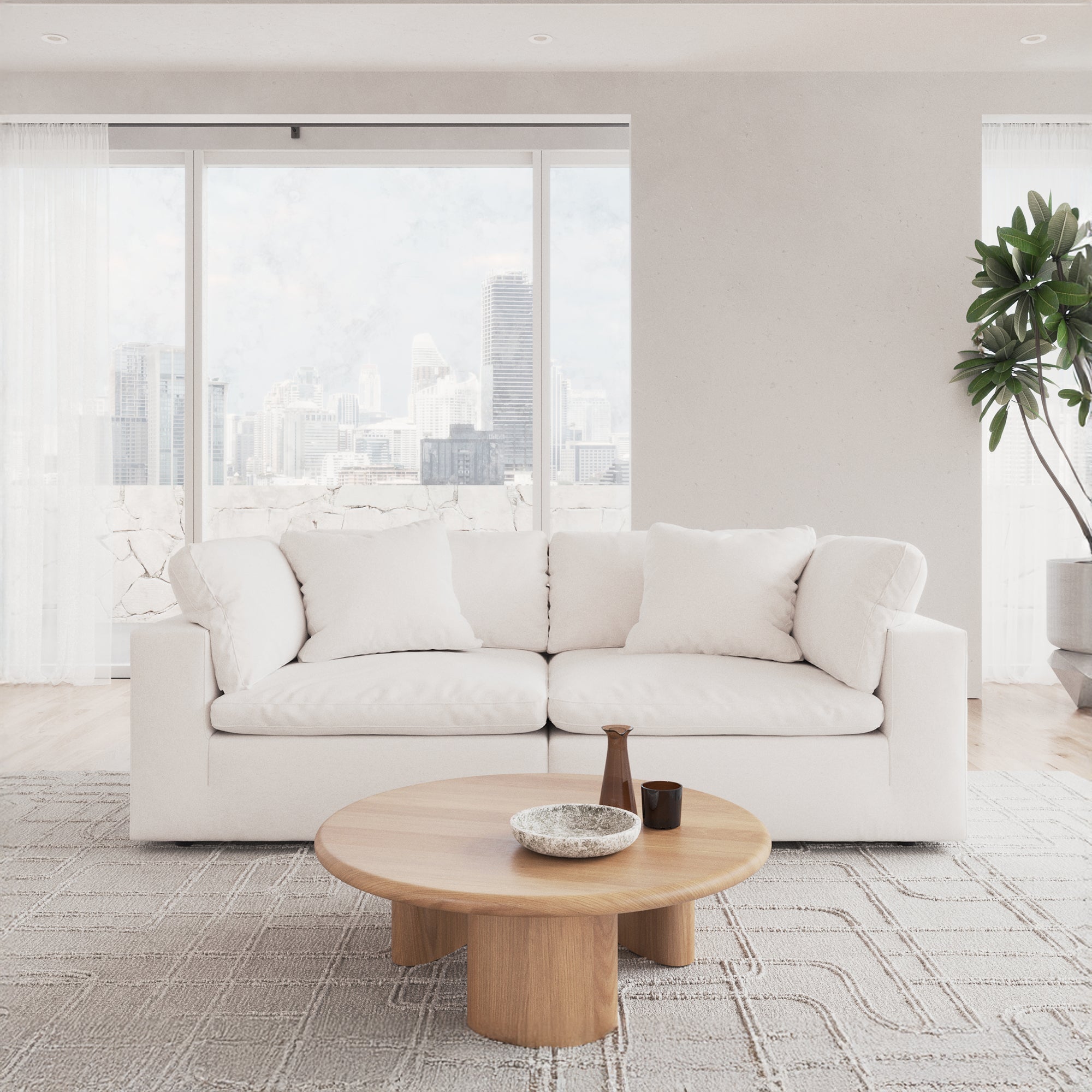 Sofatica Washable Cloud Couch Luxe | 2-Seater Modular Loveseat White