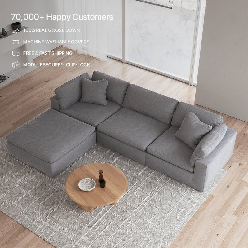 CloudForm™ 3-Seater + Ottoman Modular Sofa | Gray