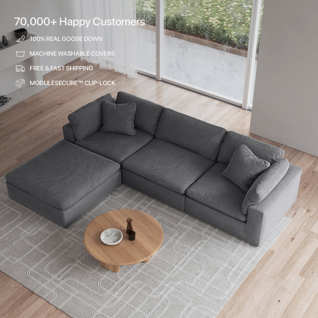 CloudForm™ 3-Seater + Ottoman Modular Sofa | Anthracite