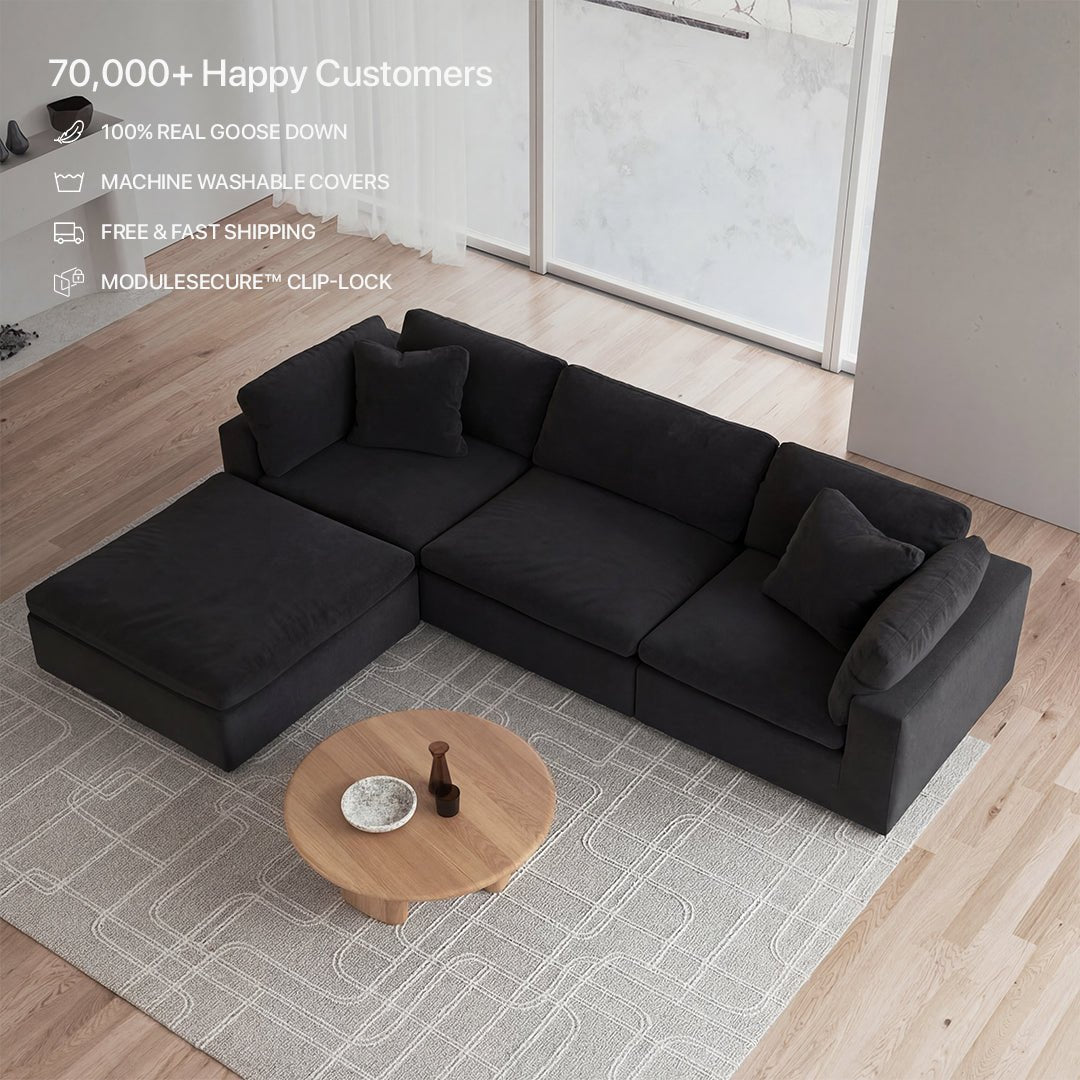 CloudForm™ 3-Seater + Ottoman Modular Sofa | Black
