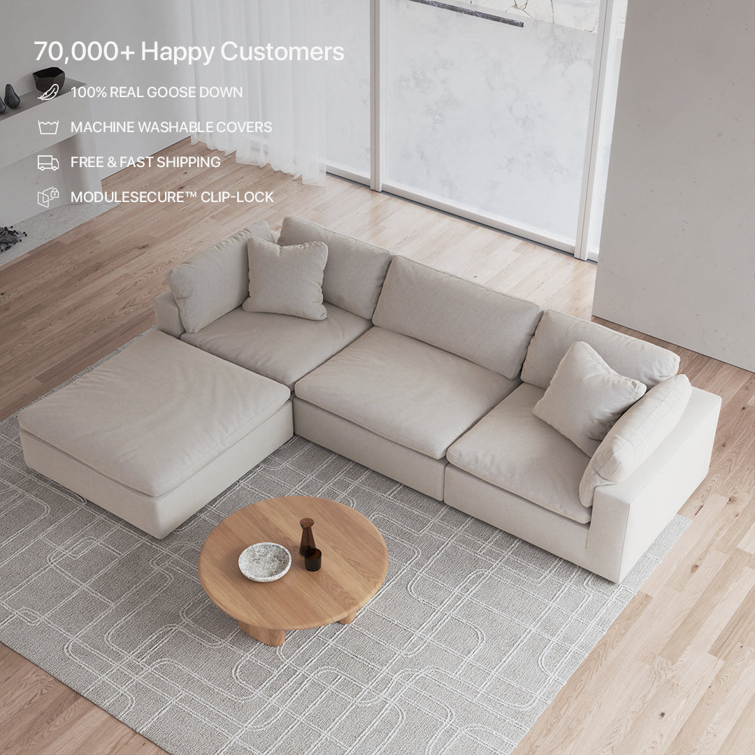 CloudForm™ 3-Seater + Ottoman Modular Sofa | Cream