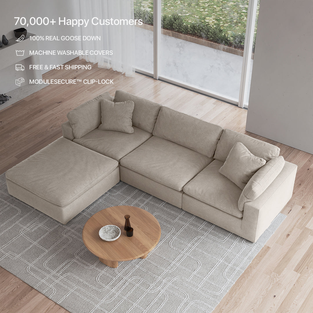CloudForm™ 3-Seater + Ottoman Modular Sofa | Cream