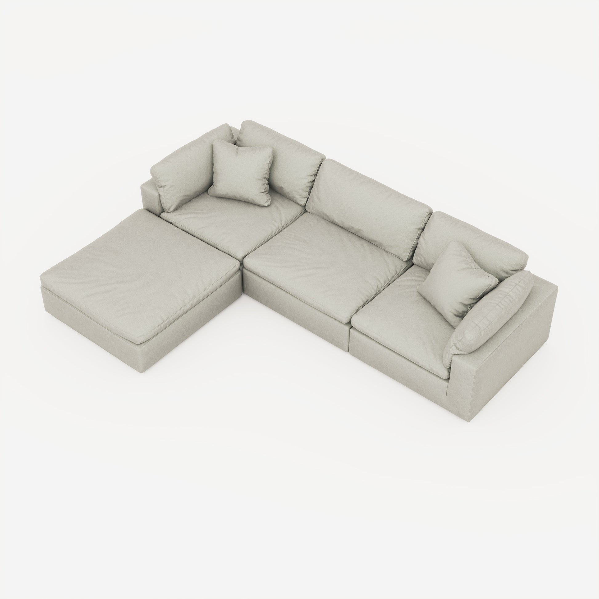 CloudForm™ 3-Seater + Ottoman Modular Sofa | Pearl