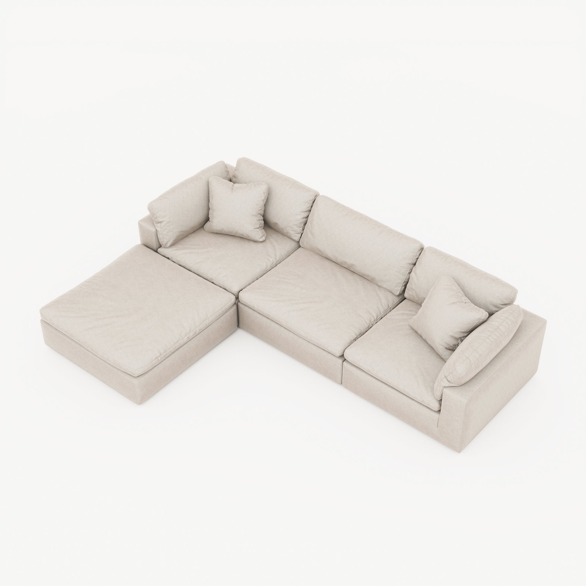 CloudForm™ 3-Seater + Ottoman Modular Sofa | Cream