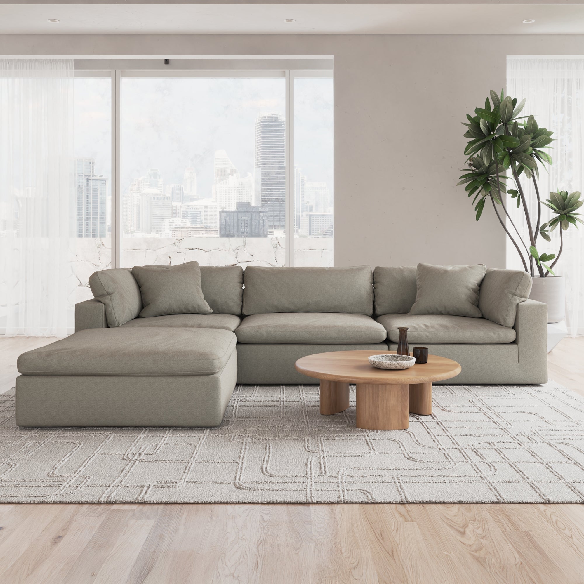 CloudForm™ 3-Seater + Ottoman Modular Sofa | Khaki
