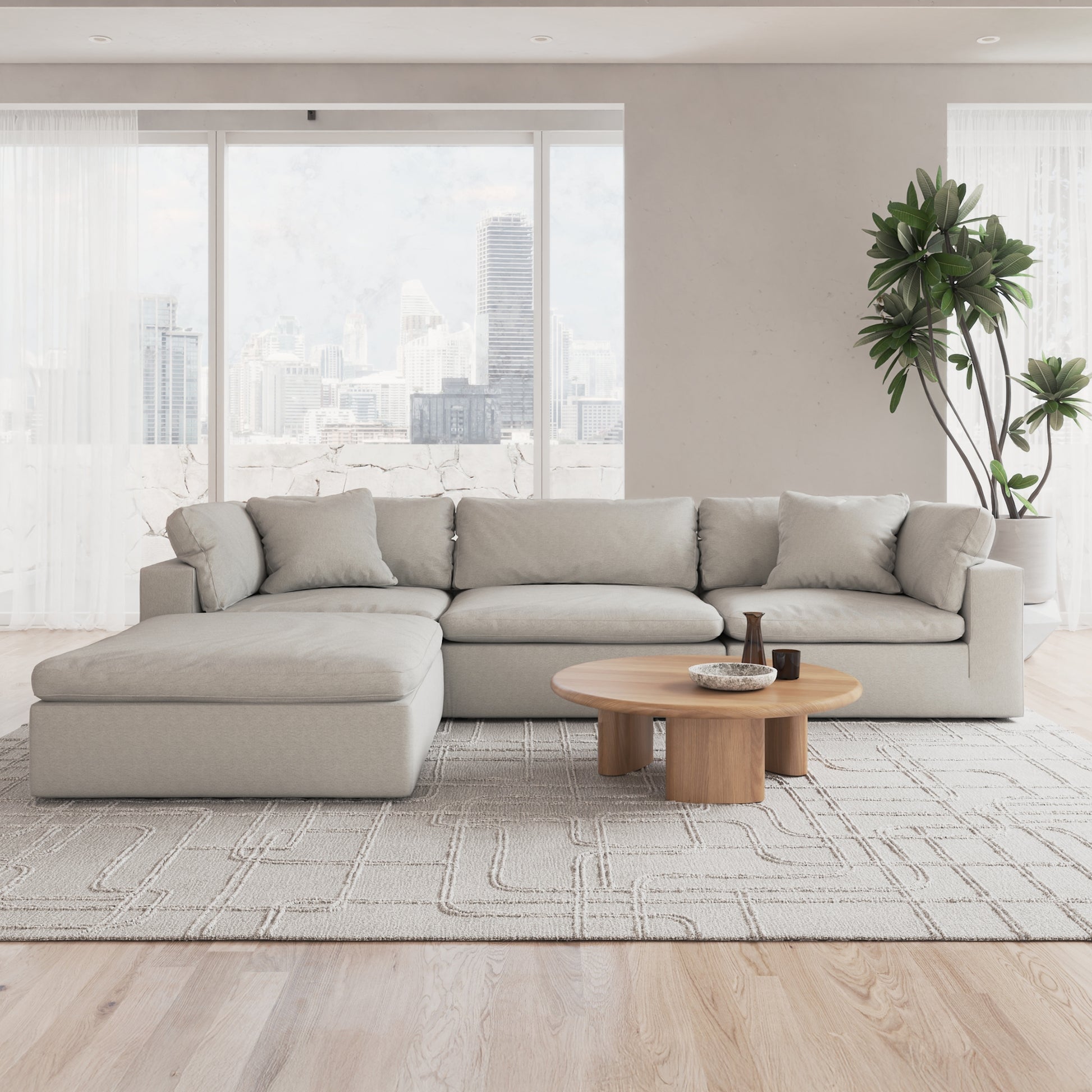 CloudForm™ 3-Seater + Ottoman Modular Sofa | Pearl