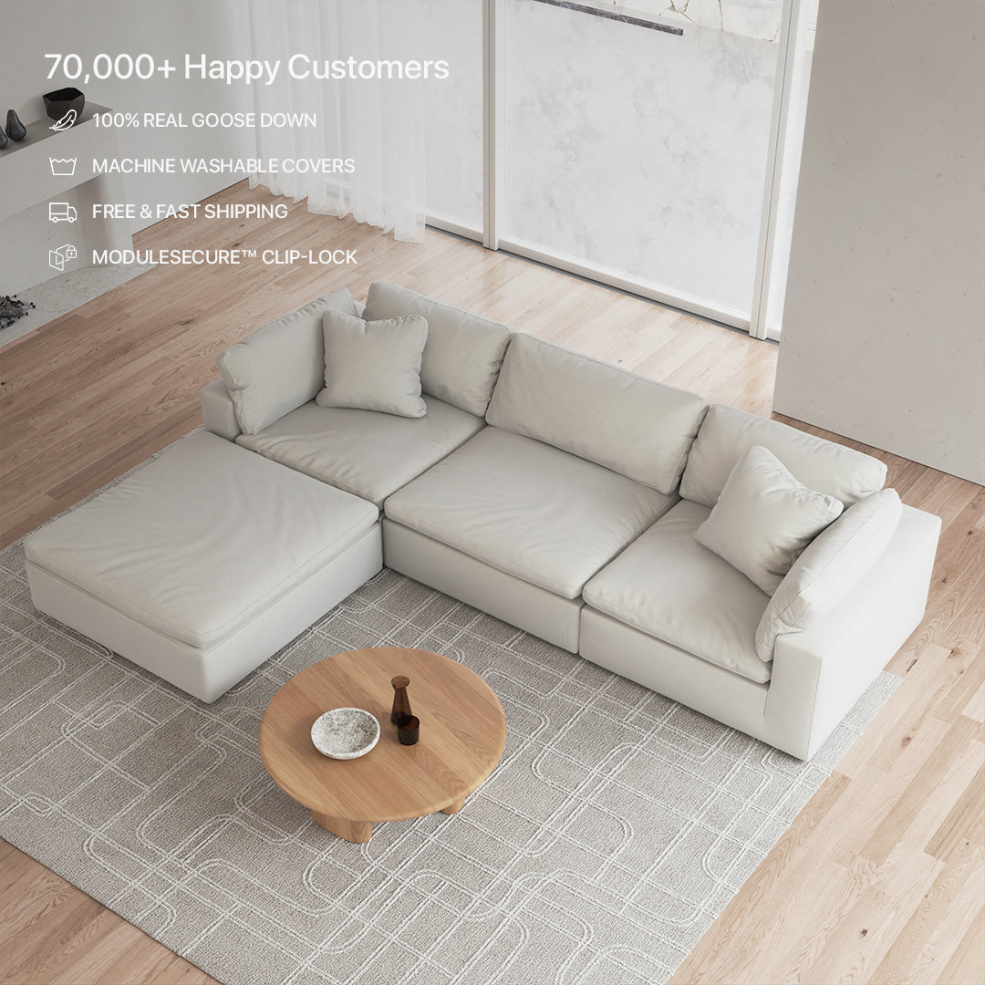 CloudForm™ 3-Seater + Ottoman Modular Sofa | Pearl