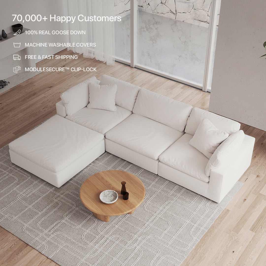 CloudForm™ 3-Seater + Ottoman Modular Sofa | White
