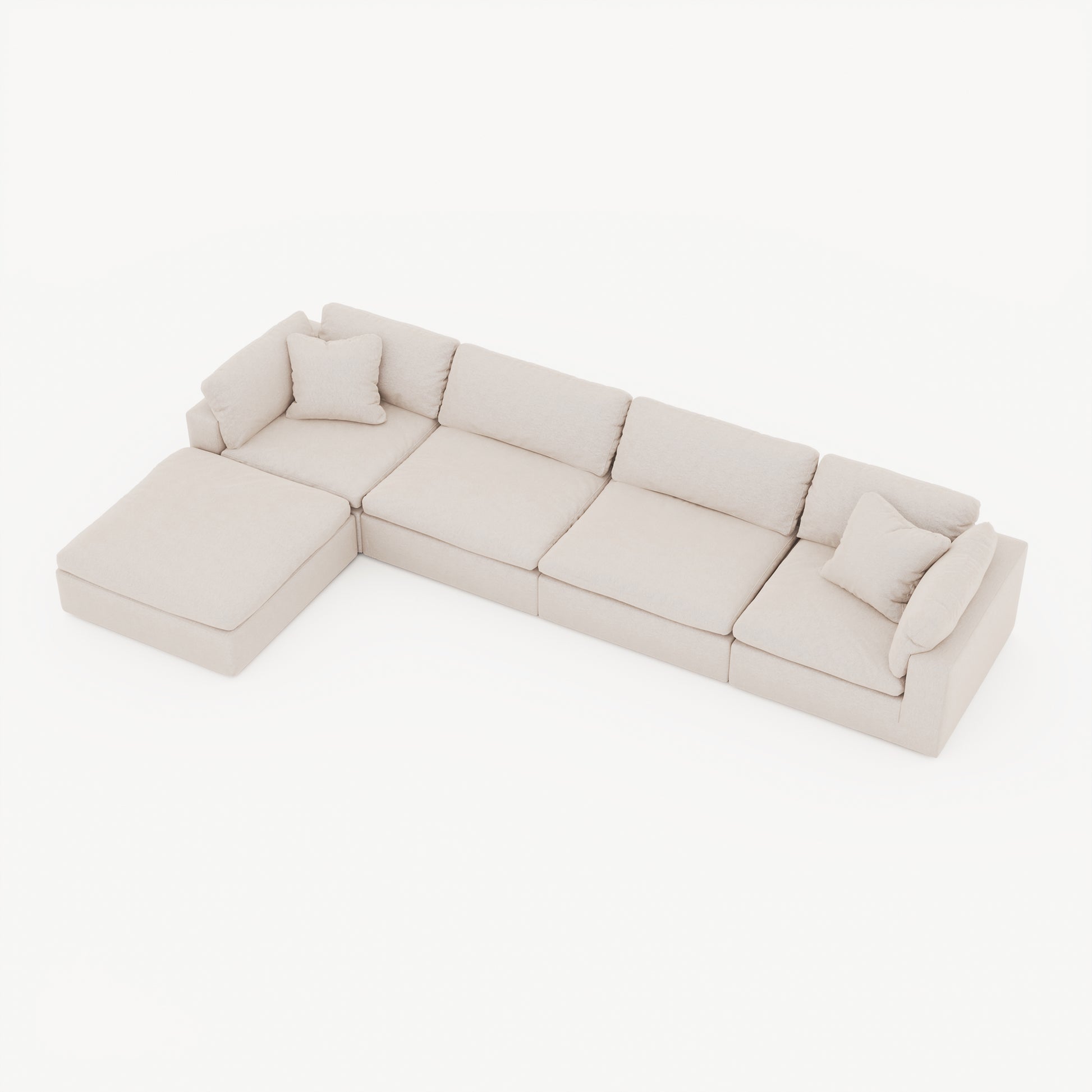 CloudForm™ 4-Seater + Ottoman Modular L-Sofa | Cream