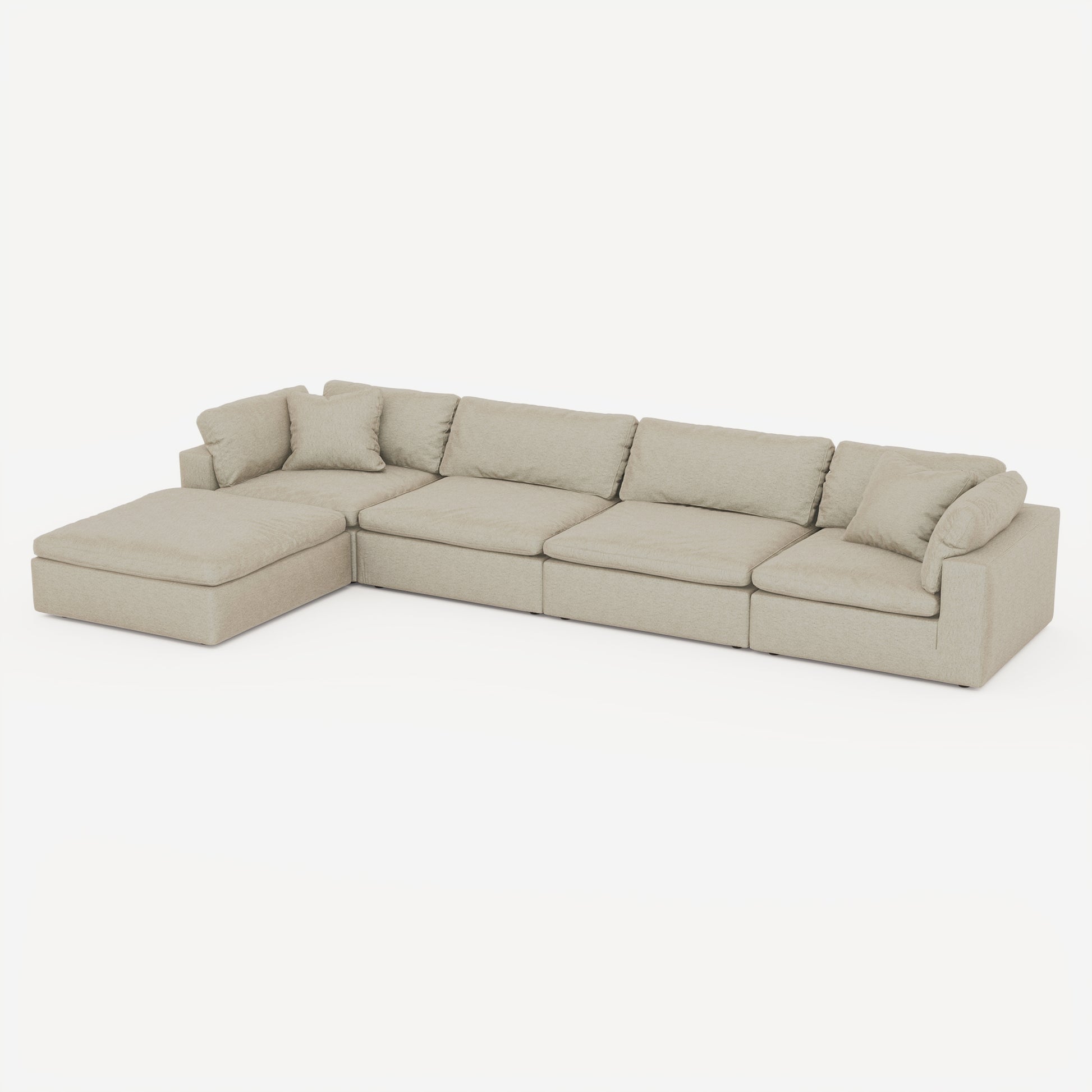 CloudForm™ 4-Seater + Ottoman Modular L-Sofa | Khaki