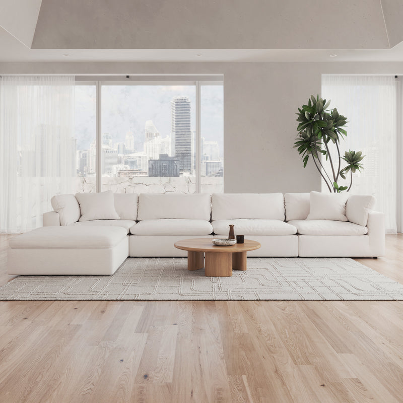 CloudForm™ 4-Seater + Ottoman Modular L-Sofa Luxe Version | White