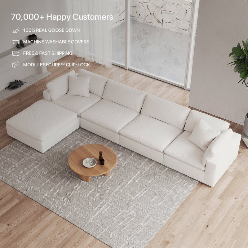 CloudForm™ 4-Seater + Ottoman Modular L-Sofa Luxe Version | White