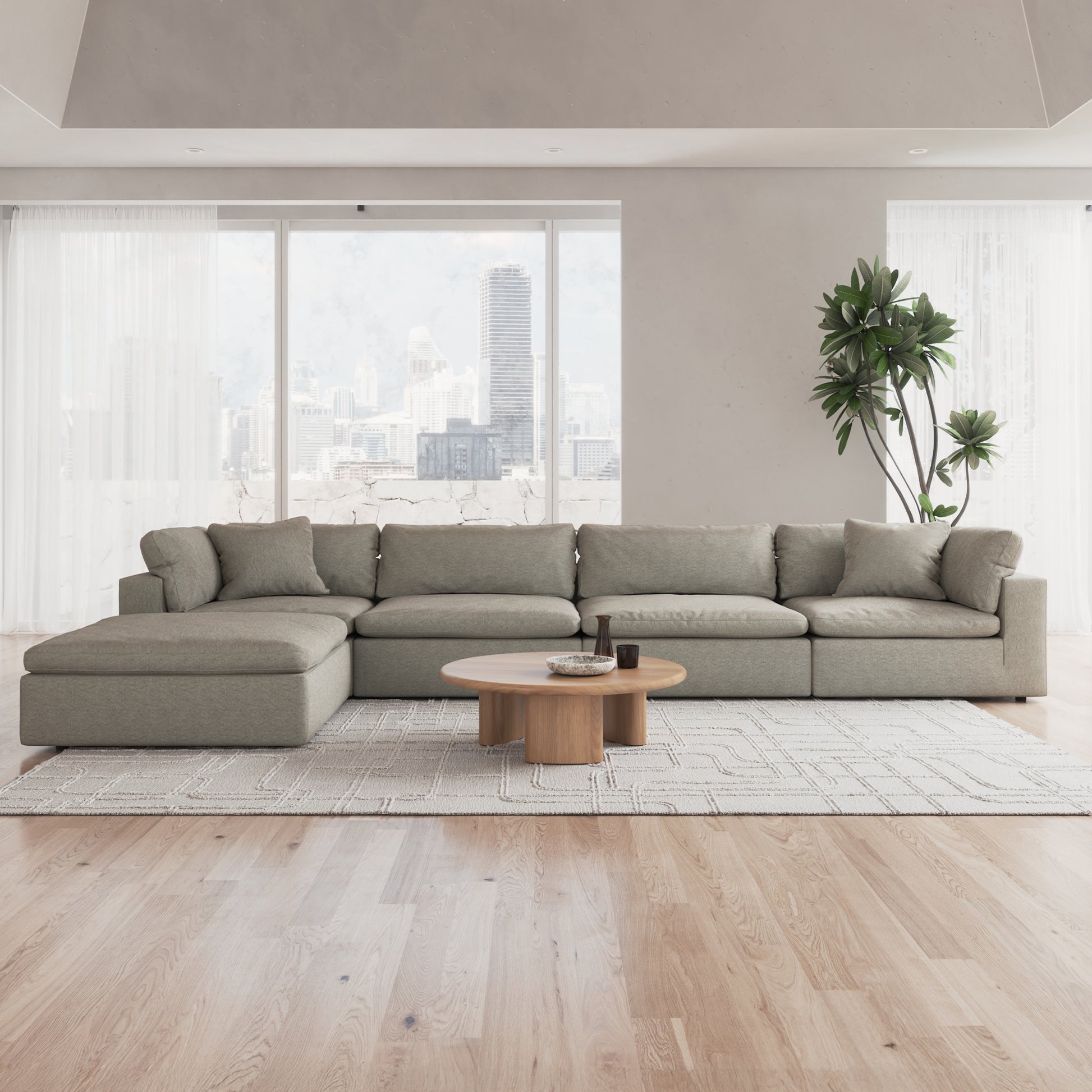 CloudForm™ 4-Seater + Ottoman Modular L-Sofa | Khaki