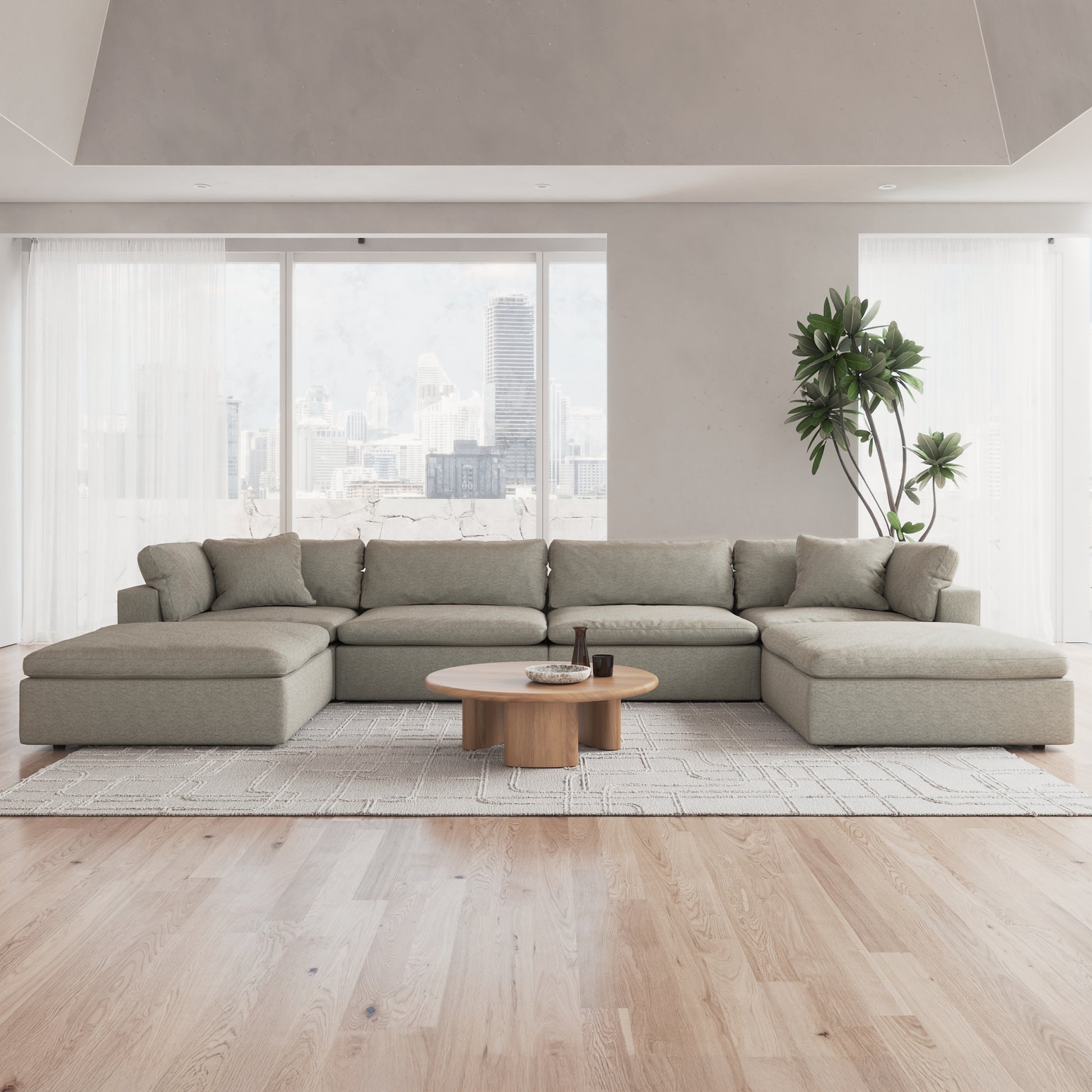 CloudForm™ 4-Seater + Ottoman Modular U-Sofa | Khaki