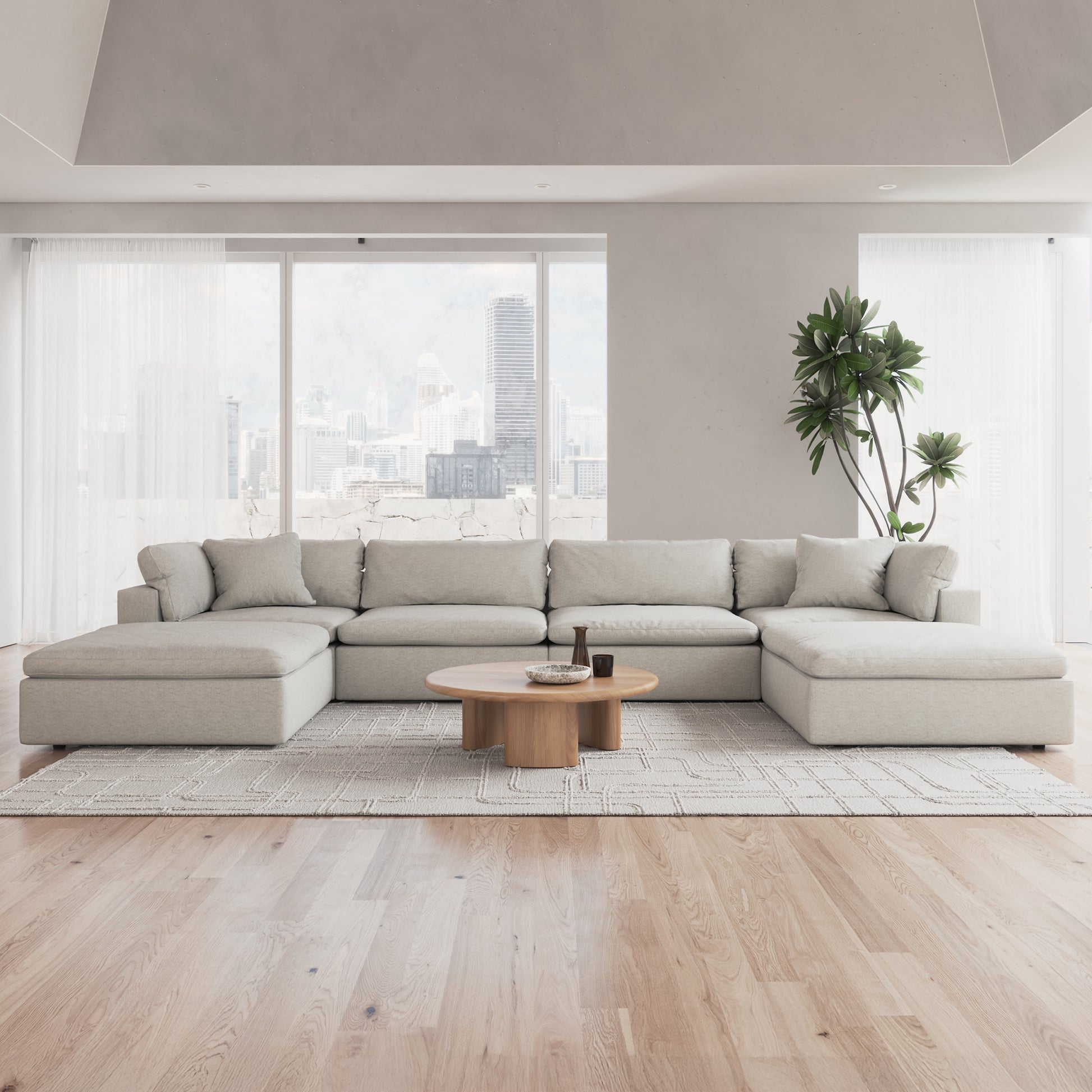 CloudForm™ 4-Seater + Ottoman Modular U-Sofa | Pearl