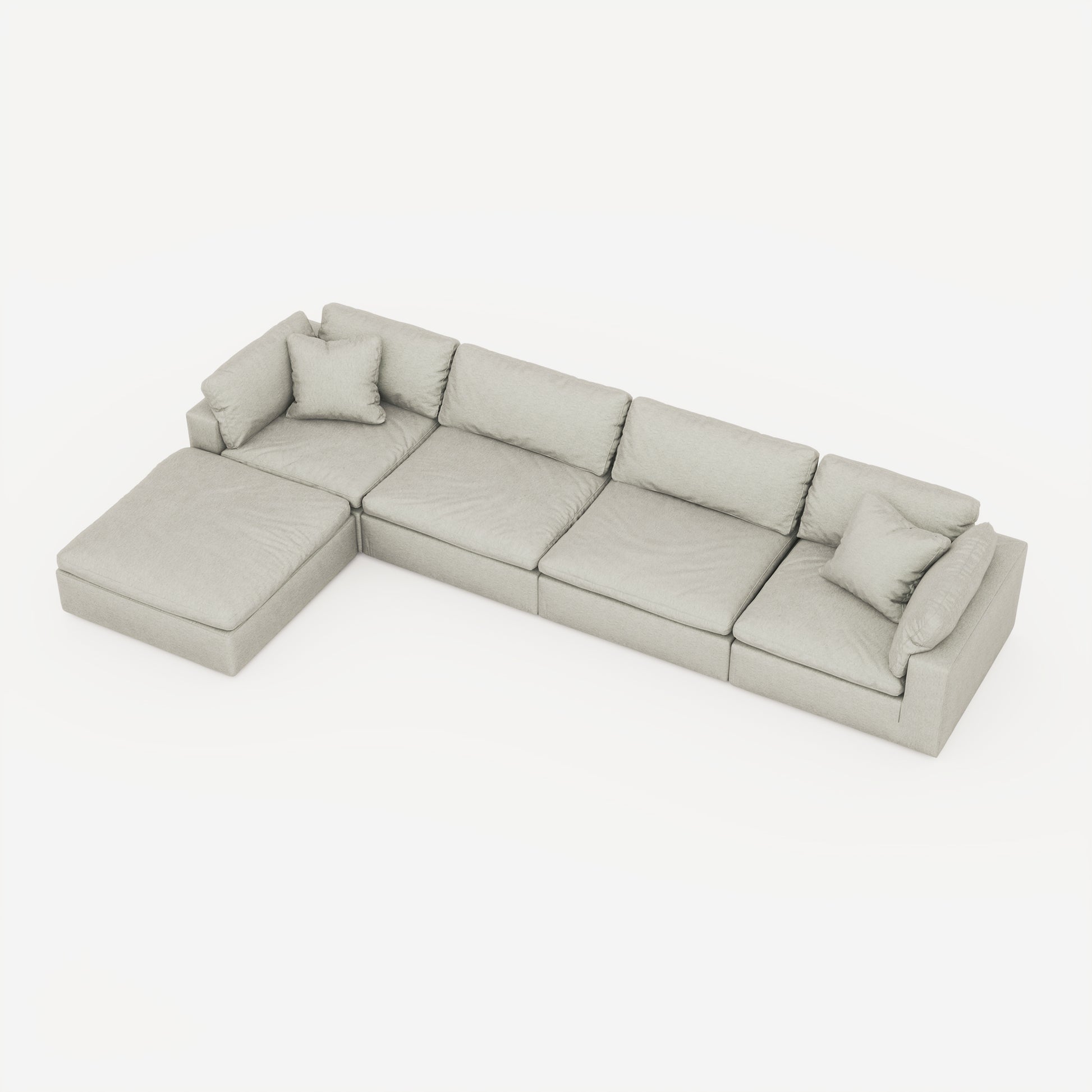 CloudForm™ 4-Seater + Ottoman Modular L-Sofa | Pearl